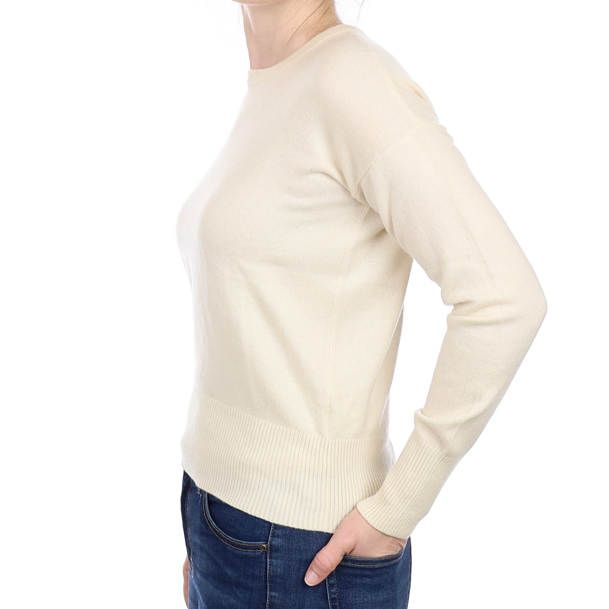 Vanilla Cream Cashmere Crew Neck Jumper Small