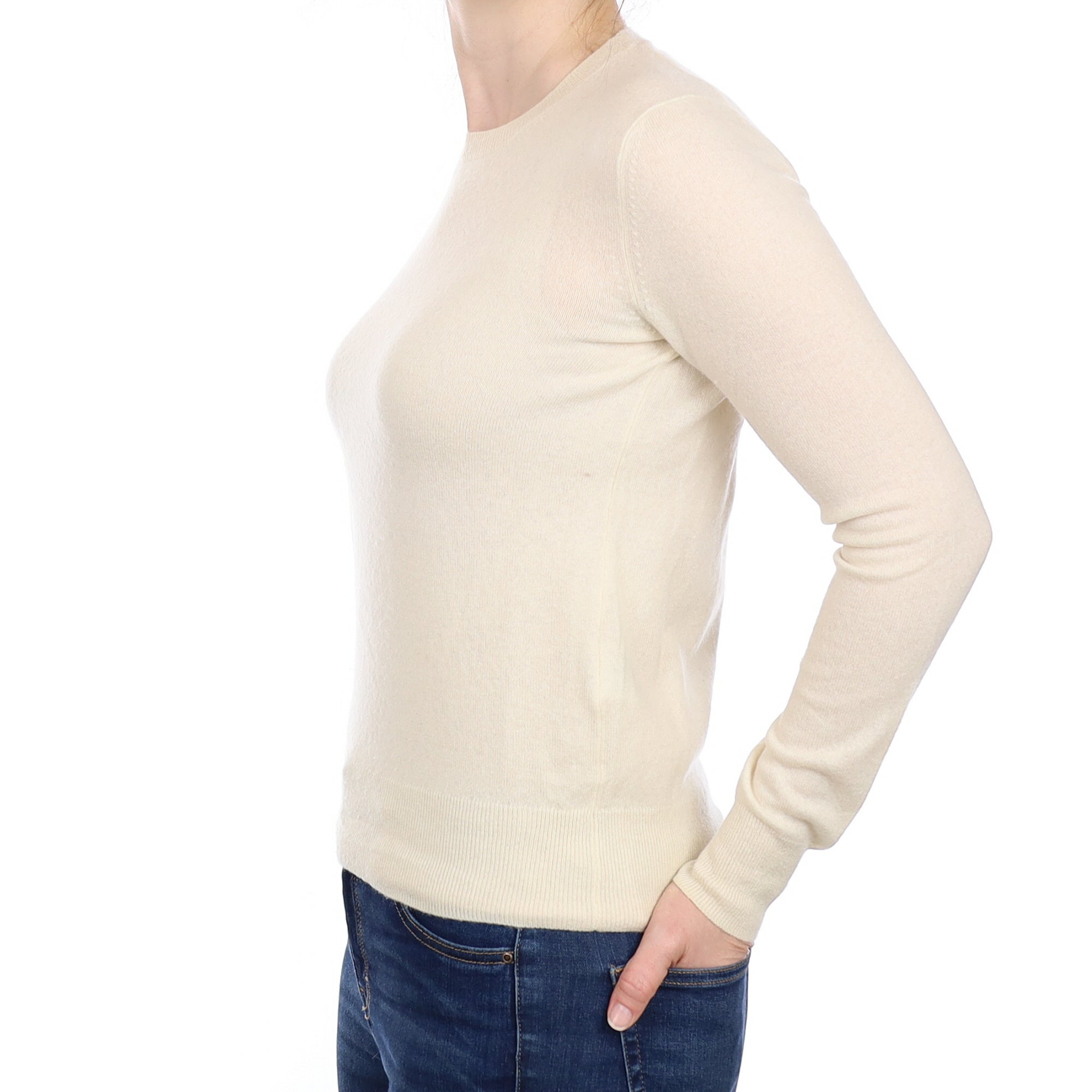 Vanilla Cream Cashmere Crew Neck Jumper Small
