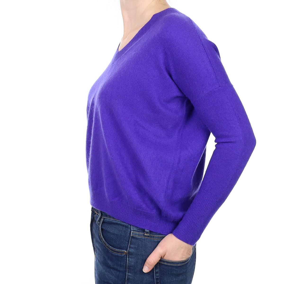 Electric Blue Cashmere V Neck Jumper Small
