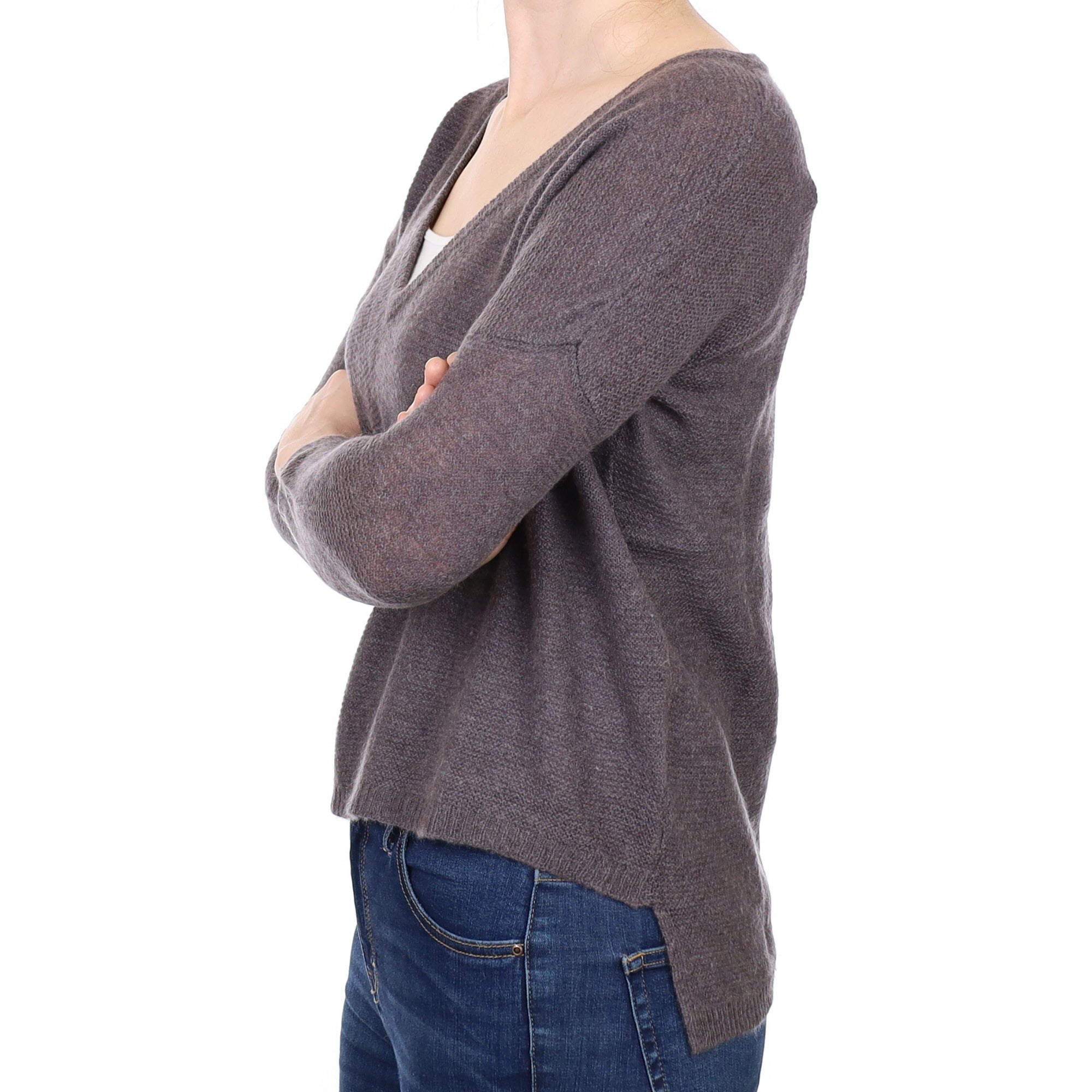 Muted Brown Cashmere V Neck Jumper Small