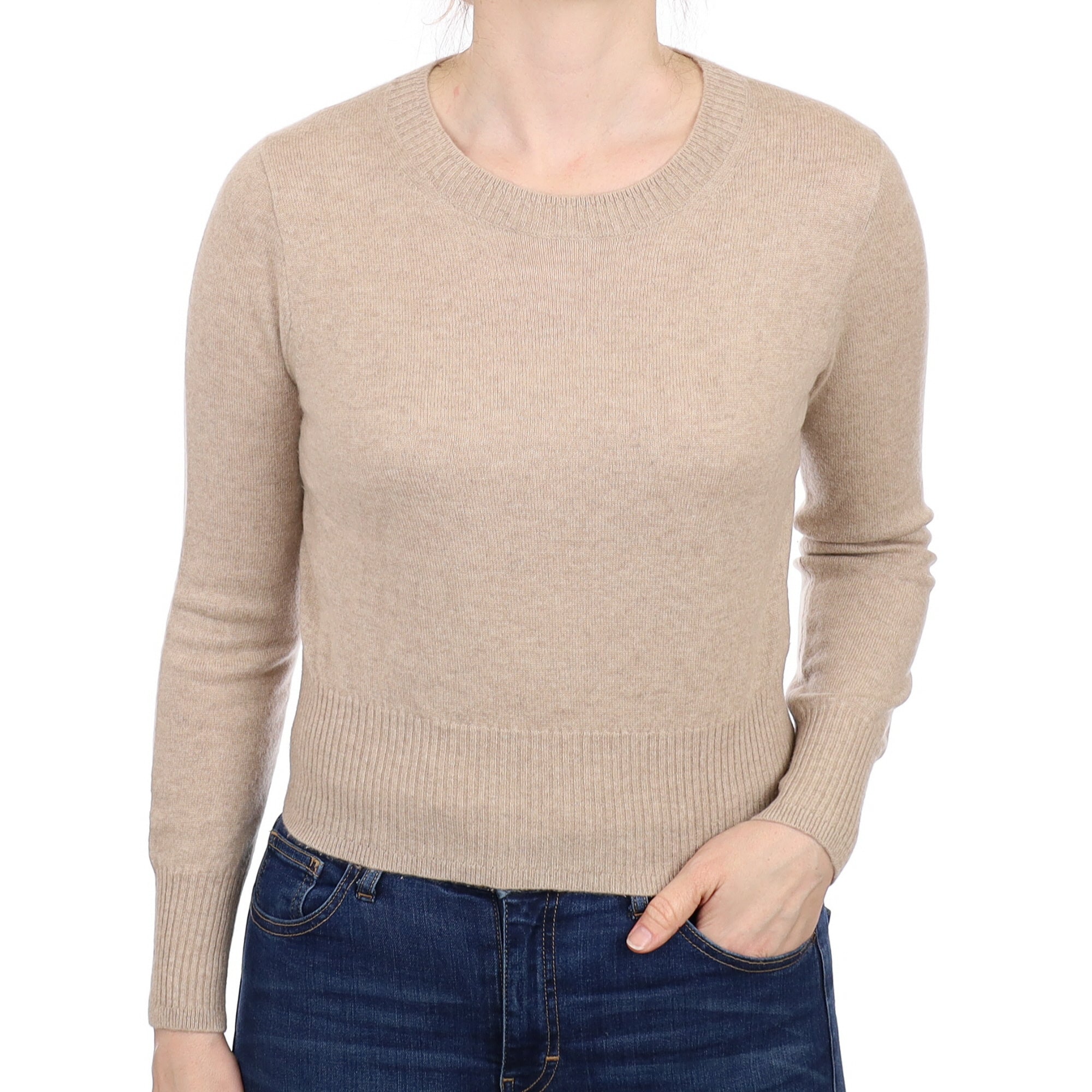 Fawn Cashmere Crew Neck Jumper Small
