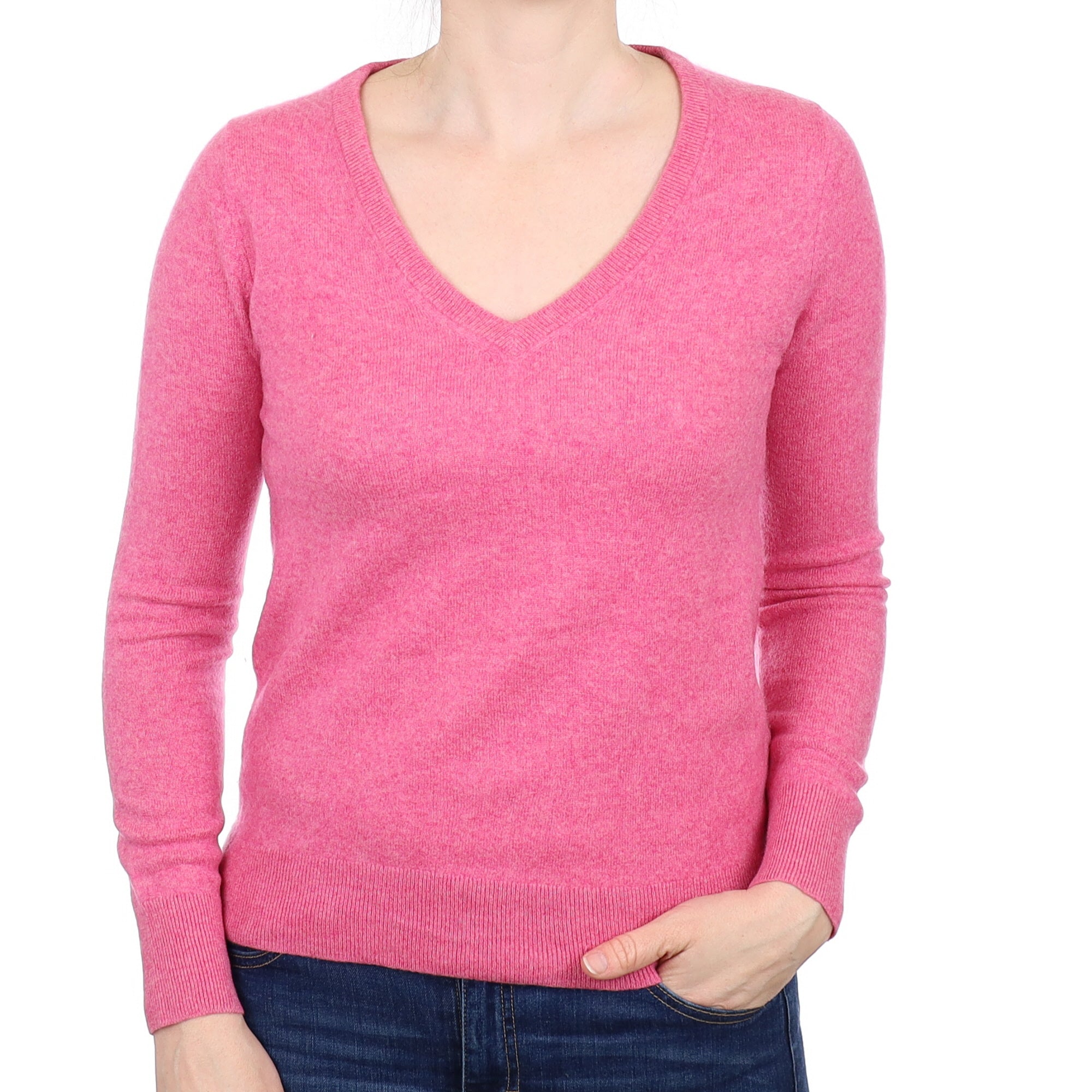 Bubblegum Pink Cashmere V Neck Jumper Small