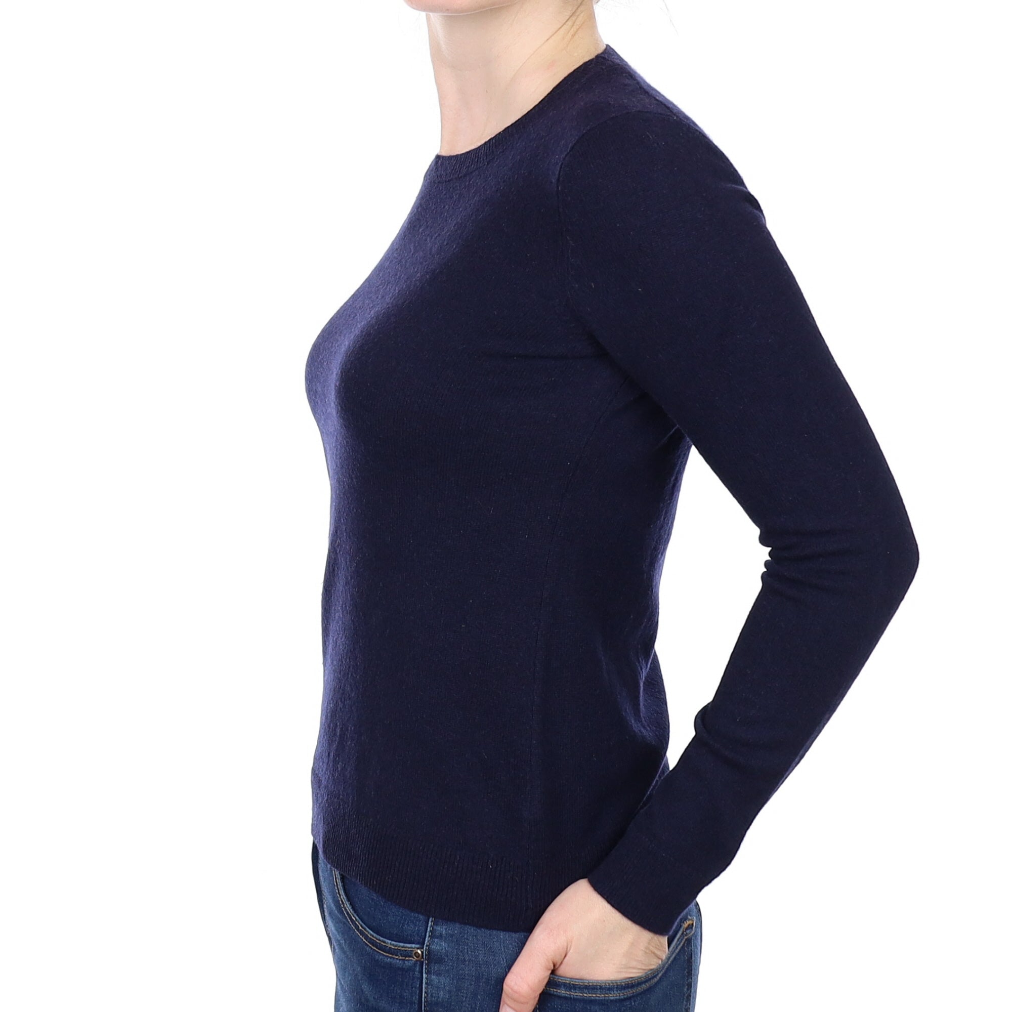 Navy Blue Cashmere Crew Neck Jumper Small