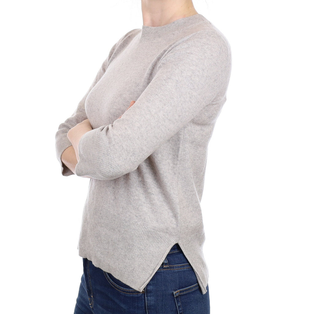 Smoke Grey Cashmere 3/4 Sleeve Crew Neck Jumper Small