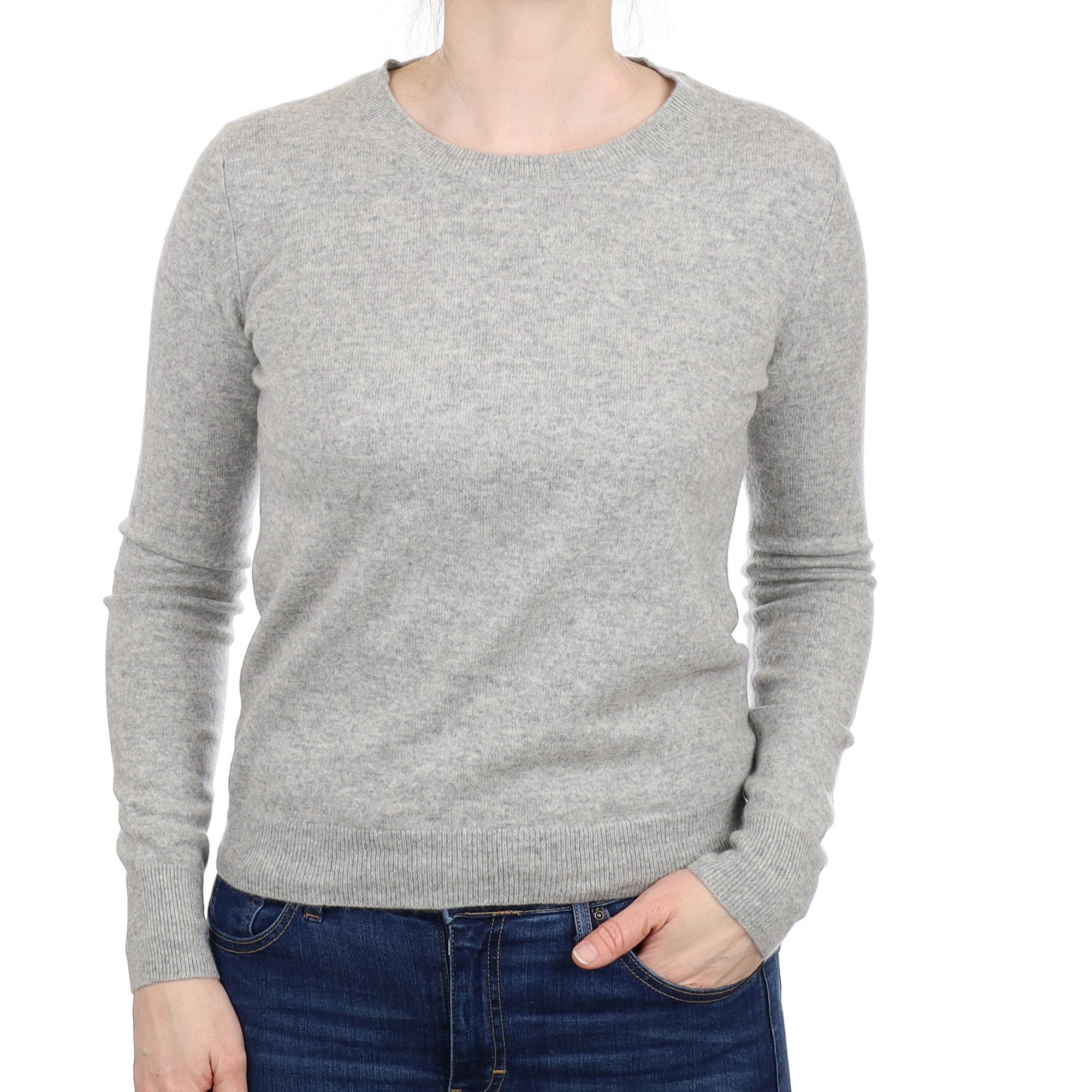 Smoke Grey Cashmere Crew Neck Jumper Small
