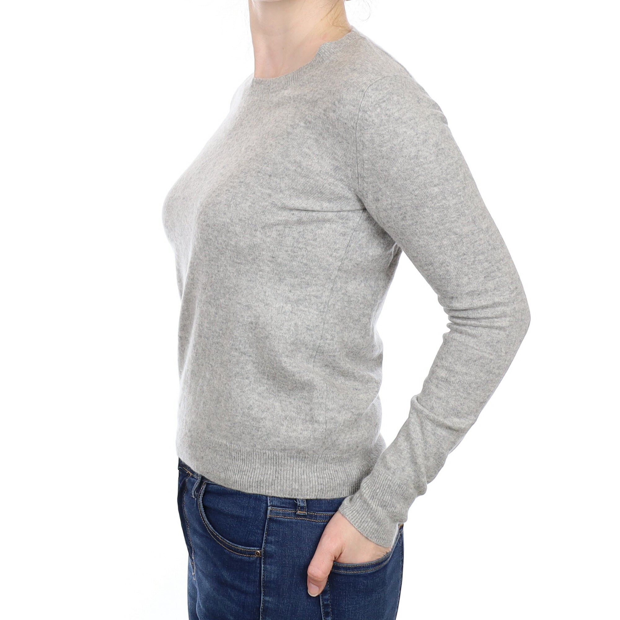 Smoke Grey Cashmere Crew Neck Jumper Small