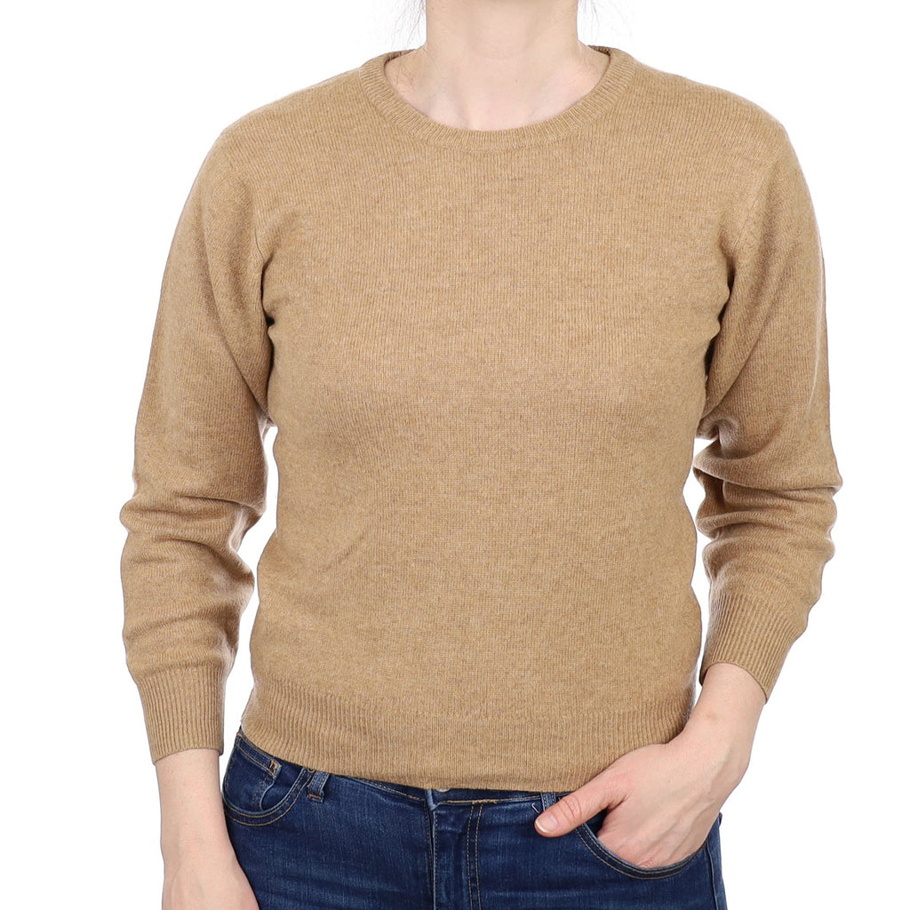 Caramel Brown Cashmere Crew Neck Jumper Small