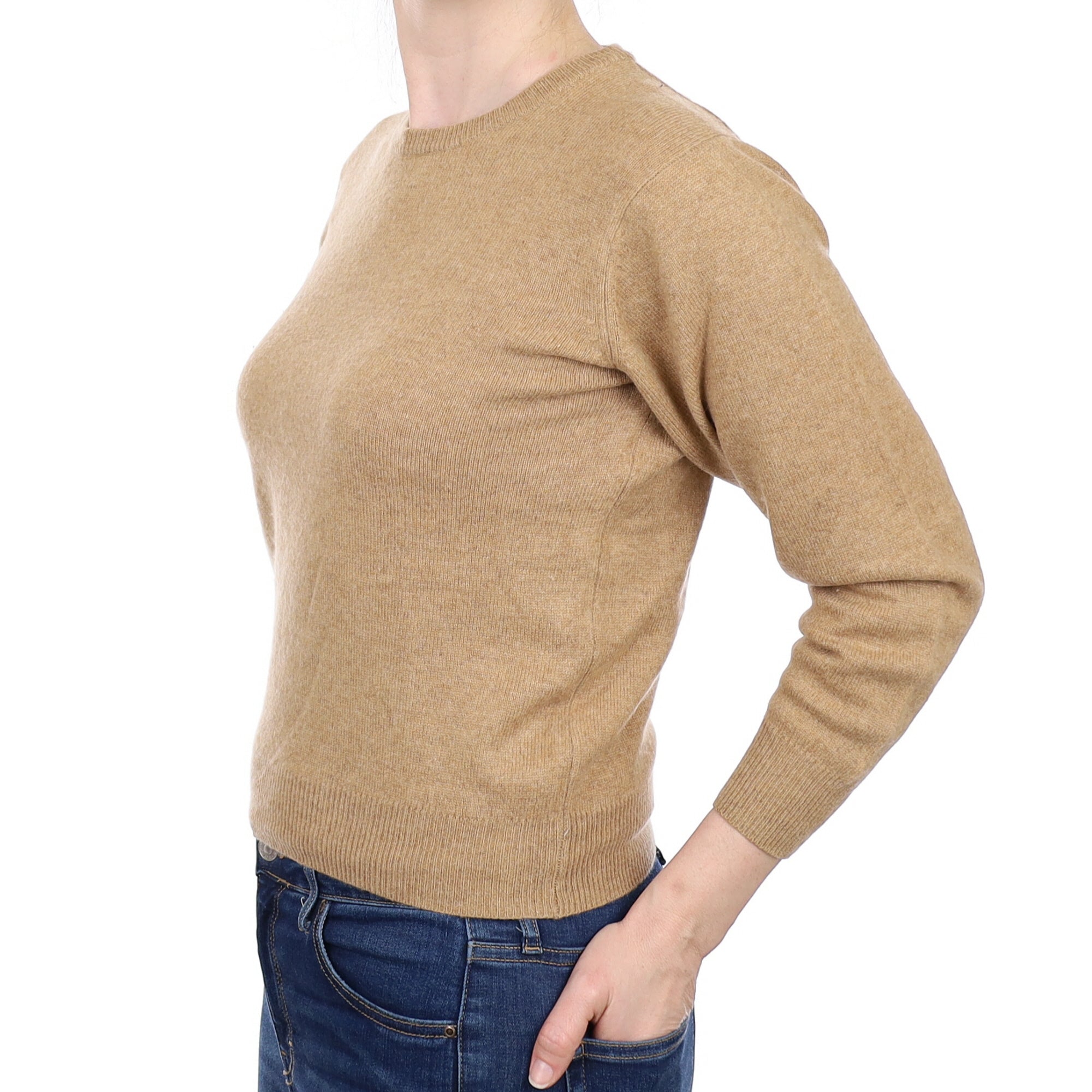Caramel Brown Cashmere Crew Neck Jumper Small