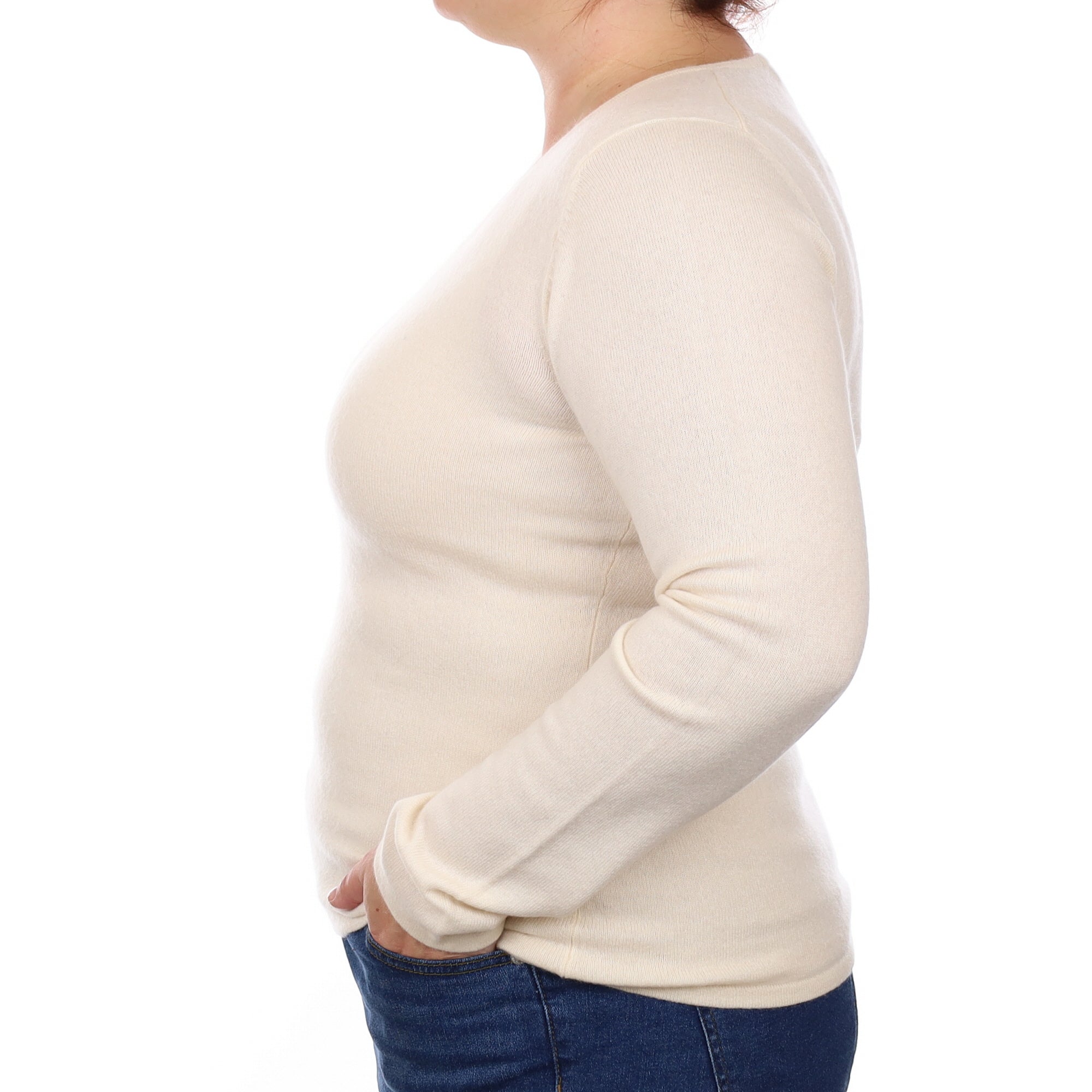 Cream Cashmere V Neck Jumper Large