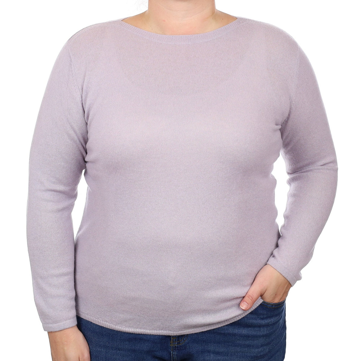 Dove Grey Cashmere Boat Neck Jumper Large