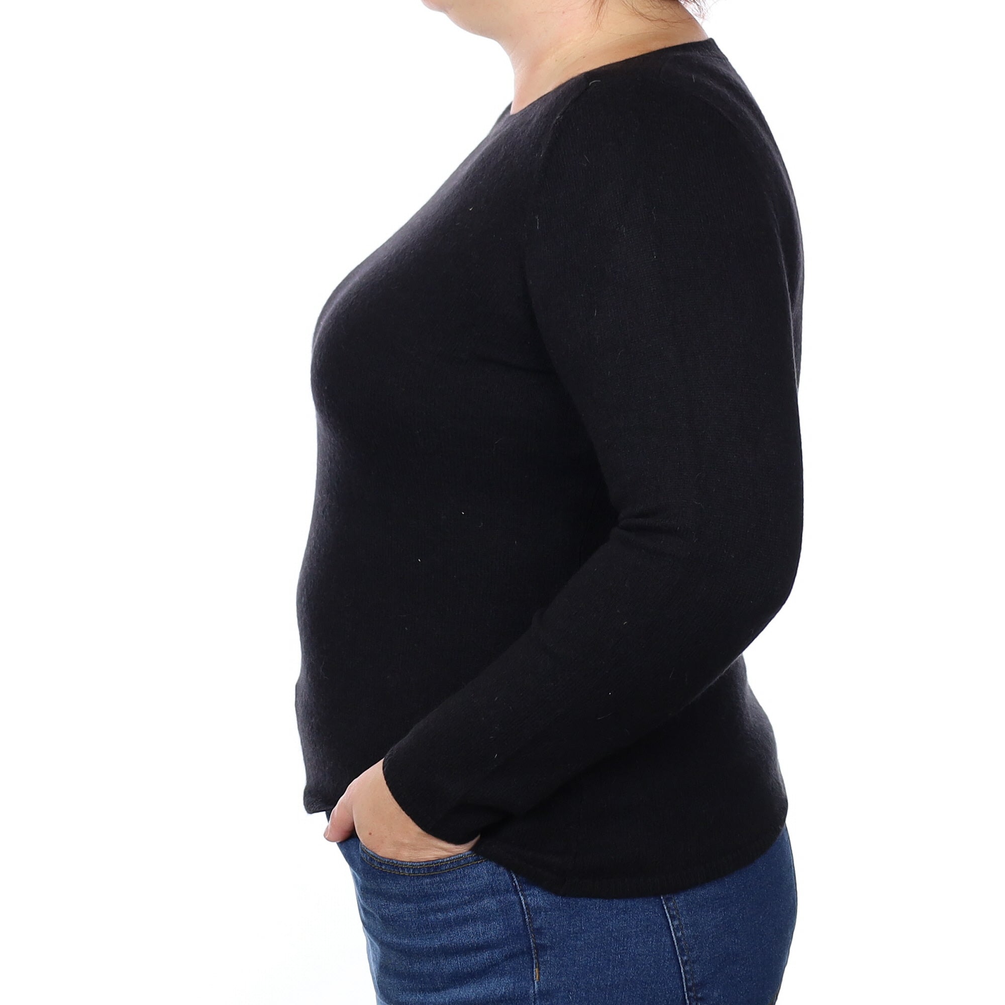 Black Cashmere Slash Neck Jumper Large