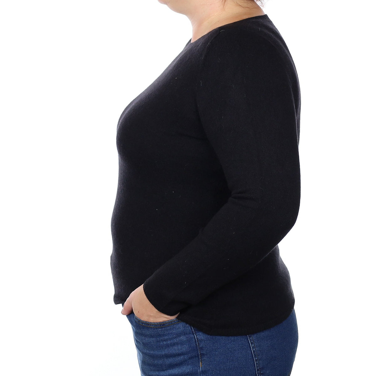 Black Cashmere Slash Neck Jumper Large