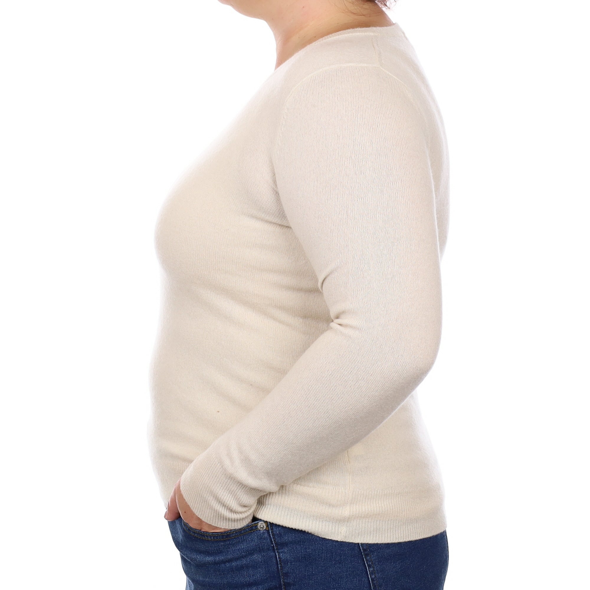 Ivory Cashmere Crew Neck Jumper Large