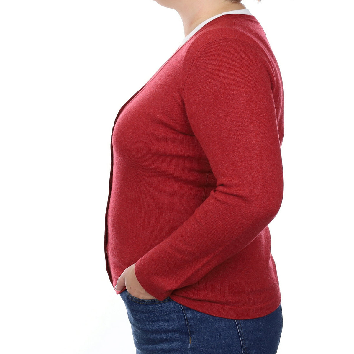 Brick Red Cashmere V Neck Cardigan Large