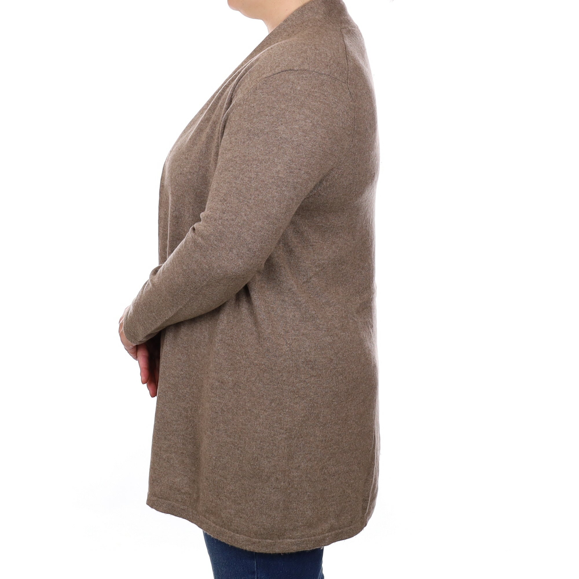 Mocha Brown Cashmere Edge to Edge Cardigan Large