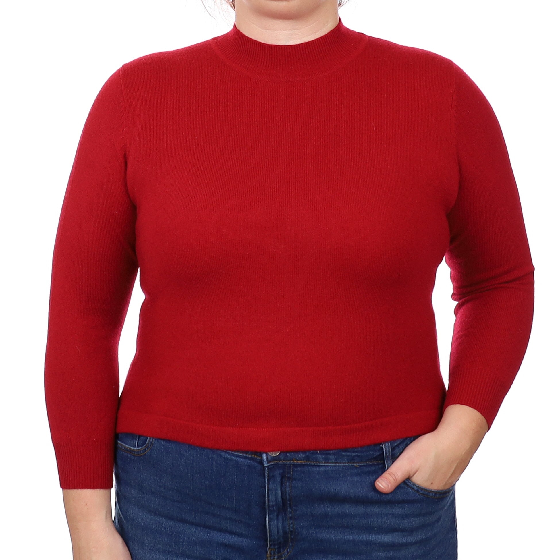 Crimson Red Cashmere Turtleneck Jumper Large