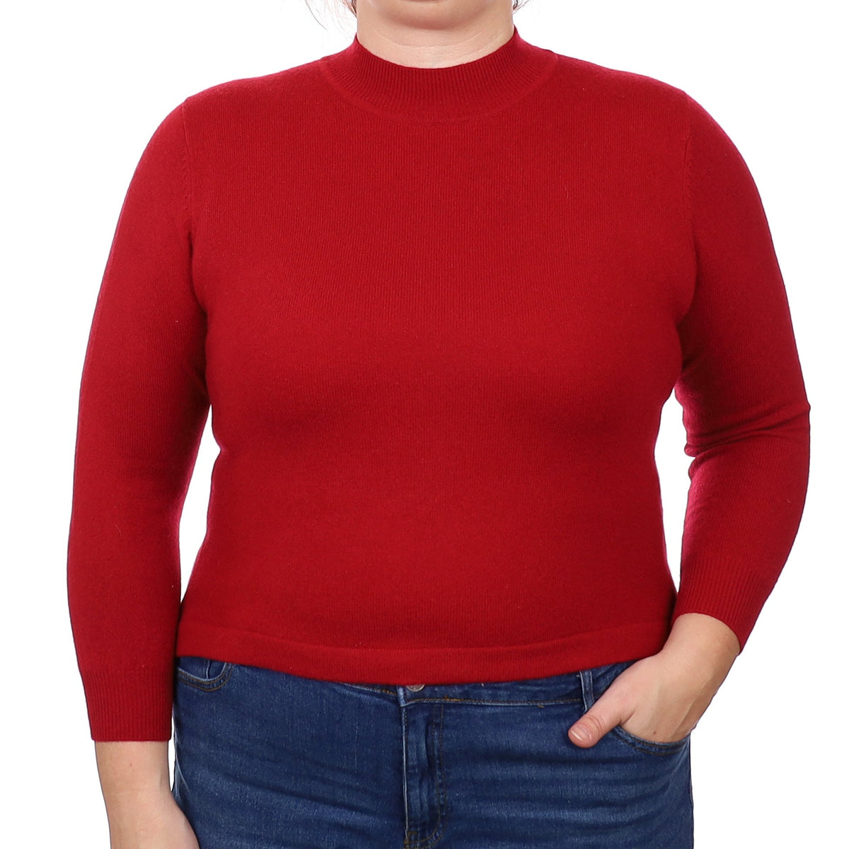 Crimson Red Cashmere Turtleneck Jumper Large