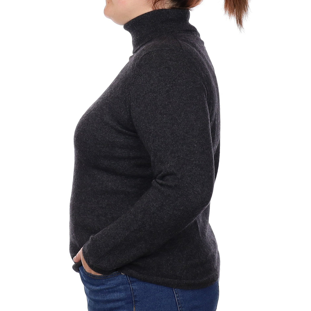 Graphite Grey Cashmere Polo Neck Jumper Large
