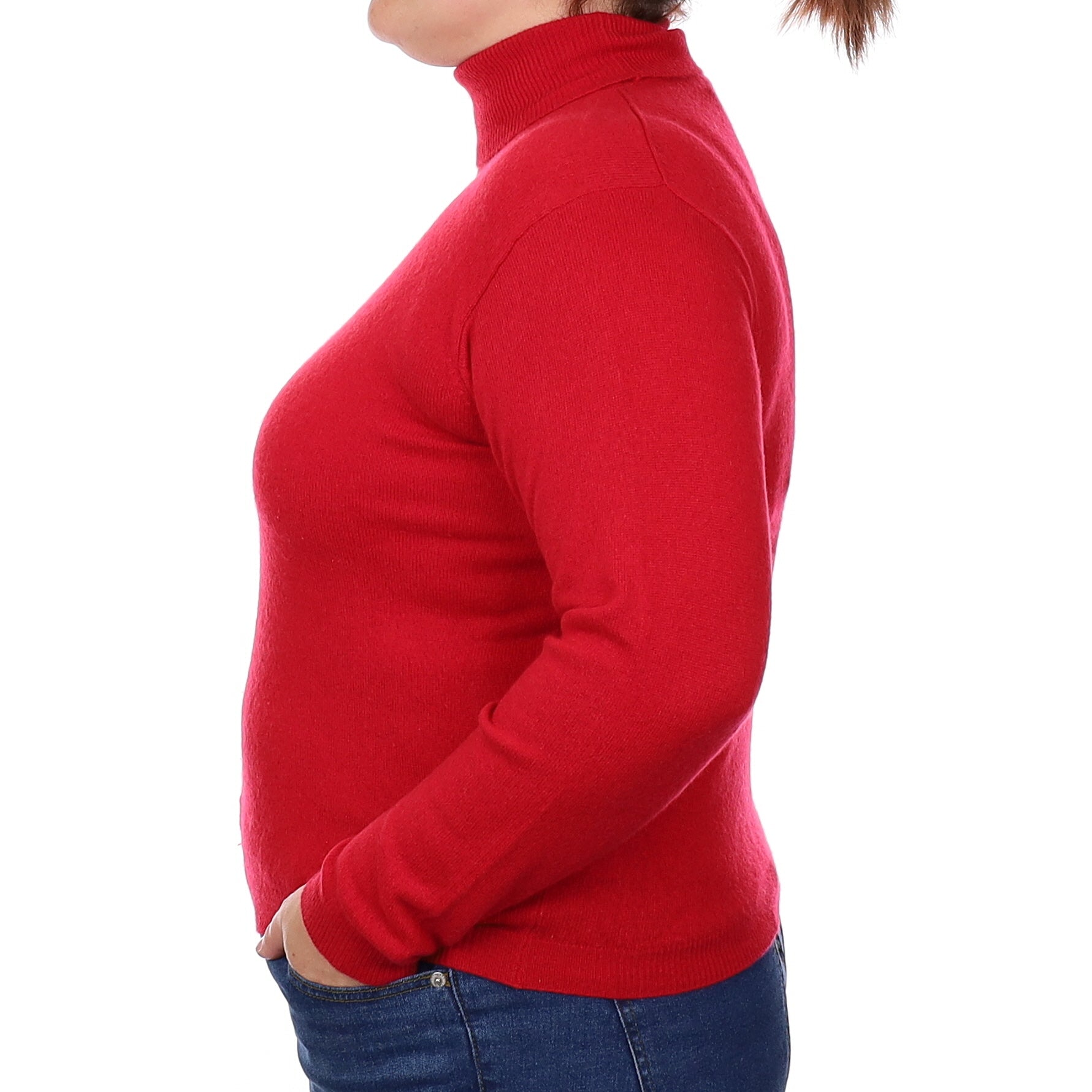 Post Box Red Cashmere Polo Neck Jumper Large