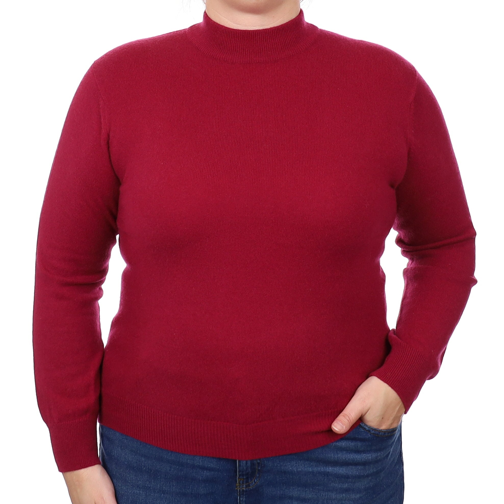 Deep Cherry Cashmere Turtleneck Jumper Large