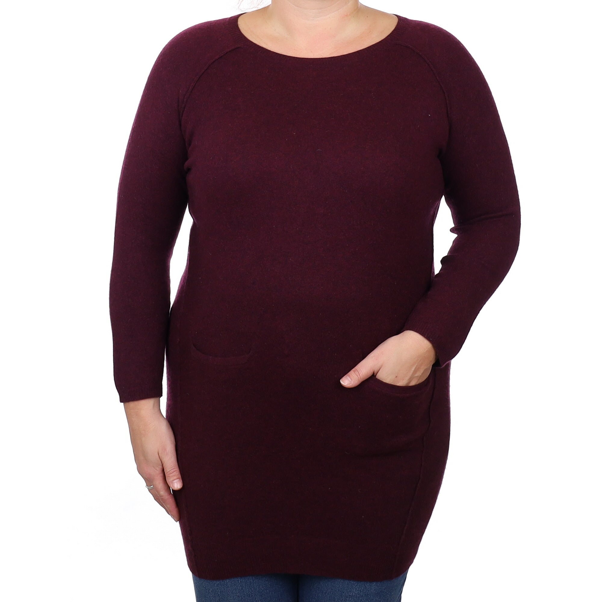 Whistles Mulberry Purple Cashmere Crew Neck Tunic Jumper Large
