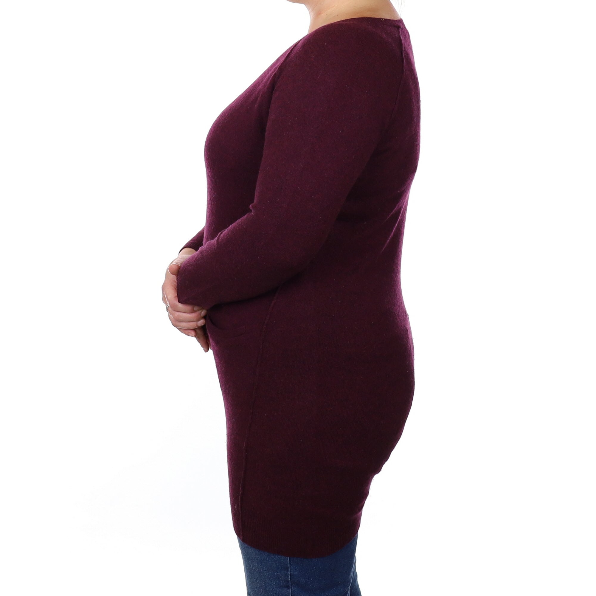 Whistles Mulberry Purple Cashmere Crew Neck Tunic Jumper Large