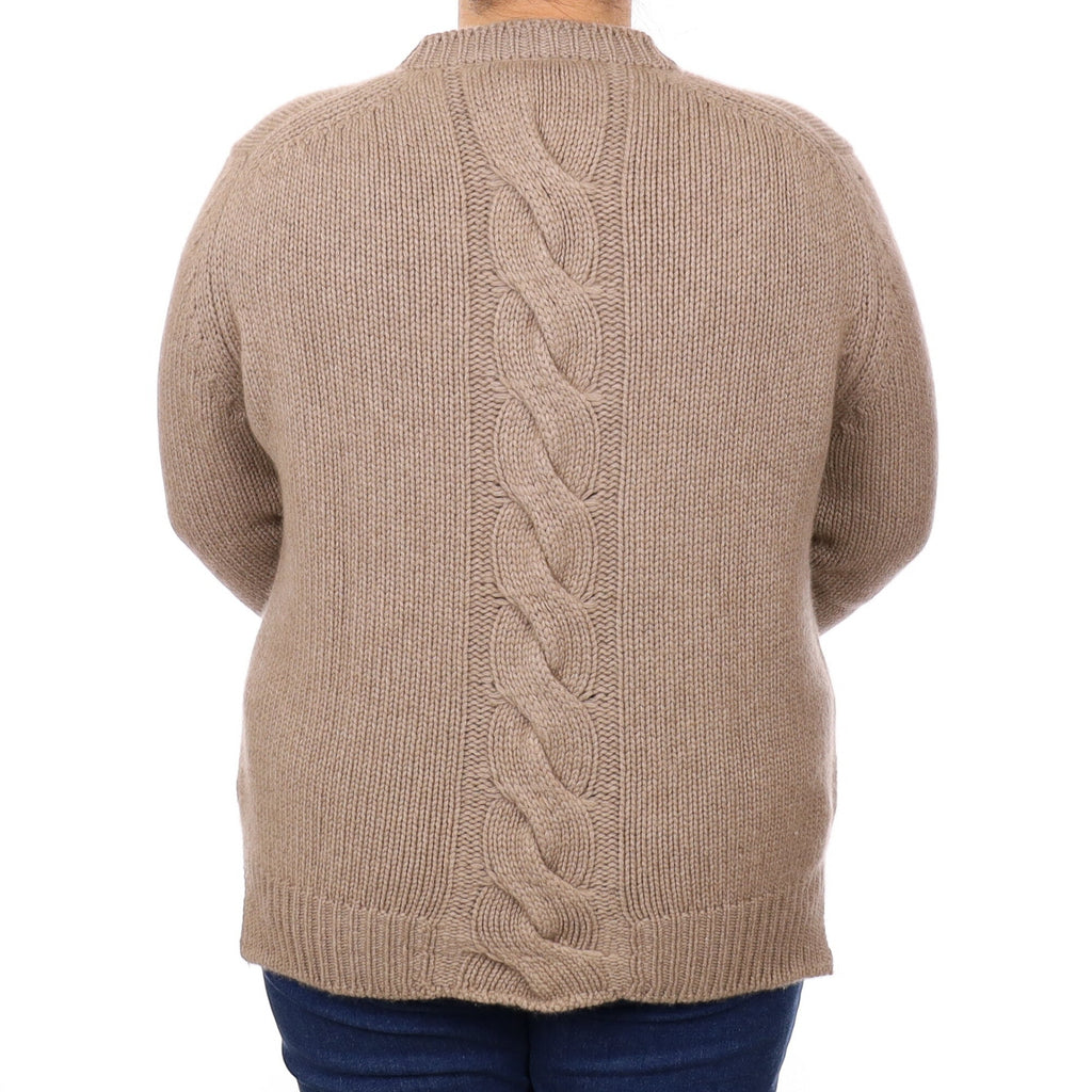 Scottish Begg & Co Taupe Cashmere Chunky Crew Neck Jumper Extra Large