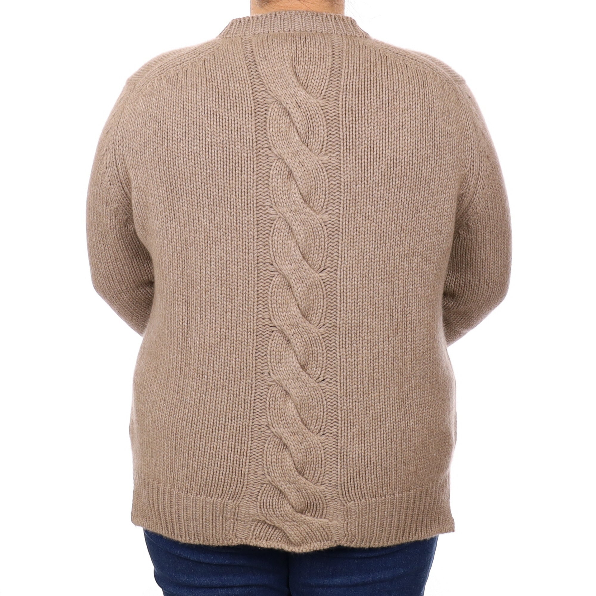 Scottish Begg & Co Taupe Cashmere Chunky Crew Neck Jumper Extra Large