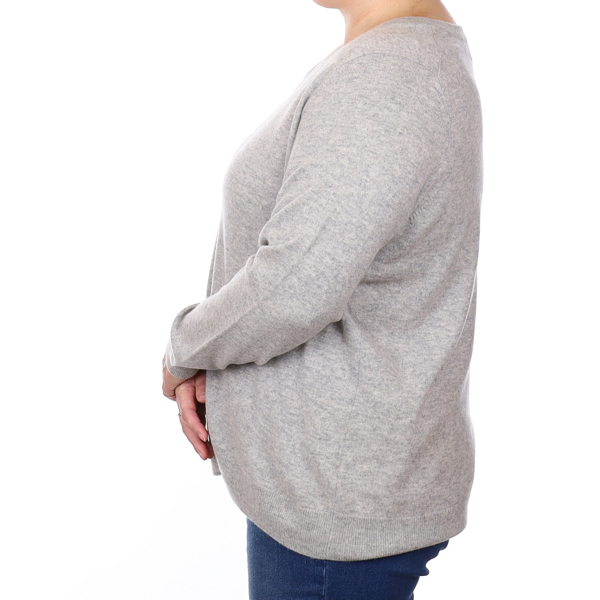 Smoke Grey Cashmere V Neck Jumper Extra Extra Large