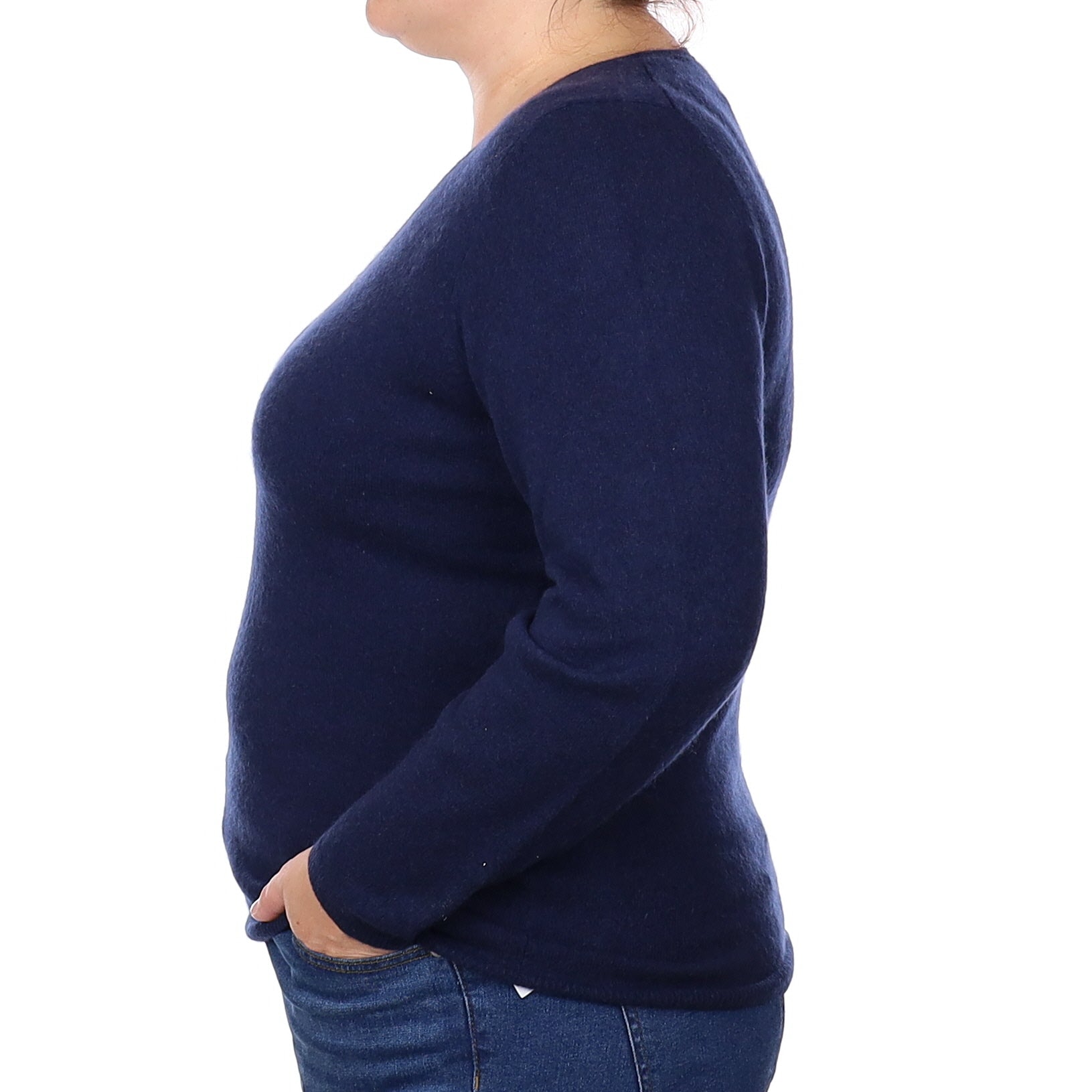 Navy Blue Cashmere V Neck Jumper Extra Large