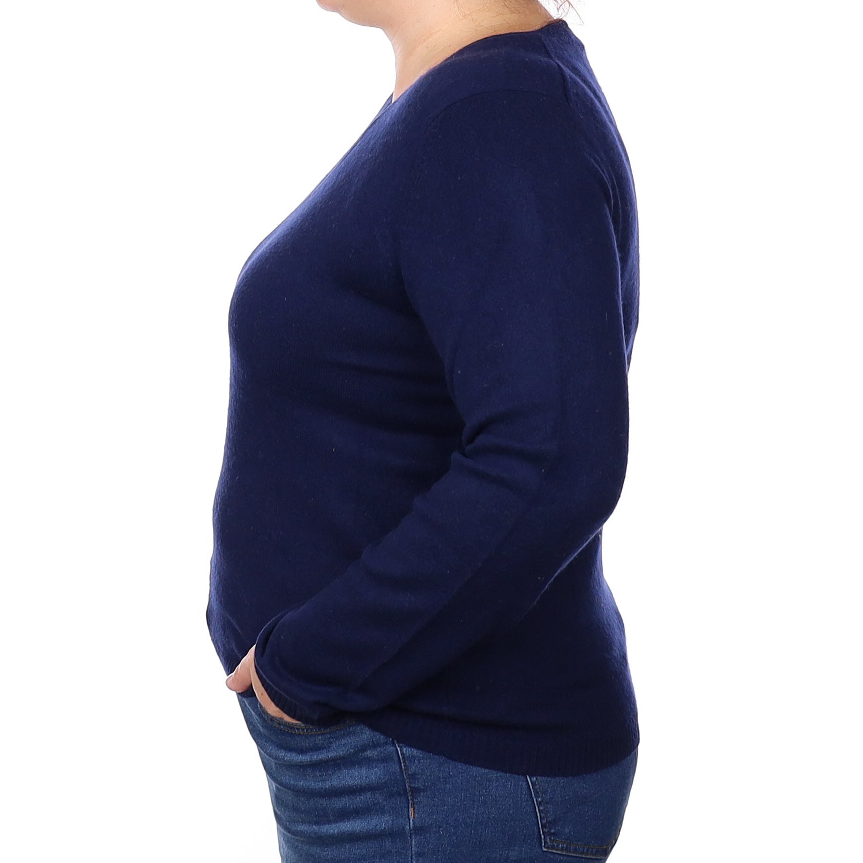 Navy Cashmere V Neck Jumper Extra Large