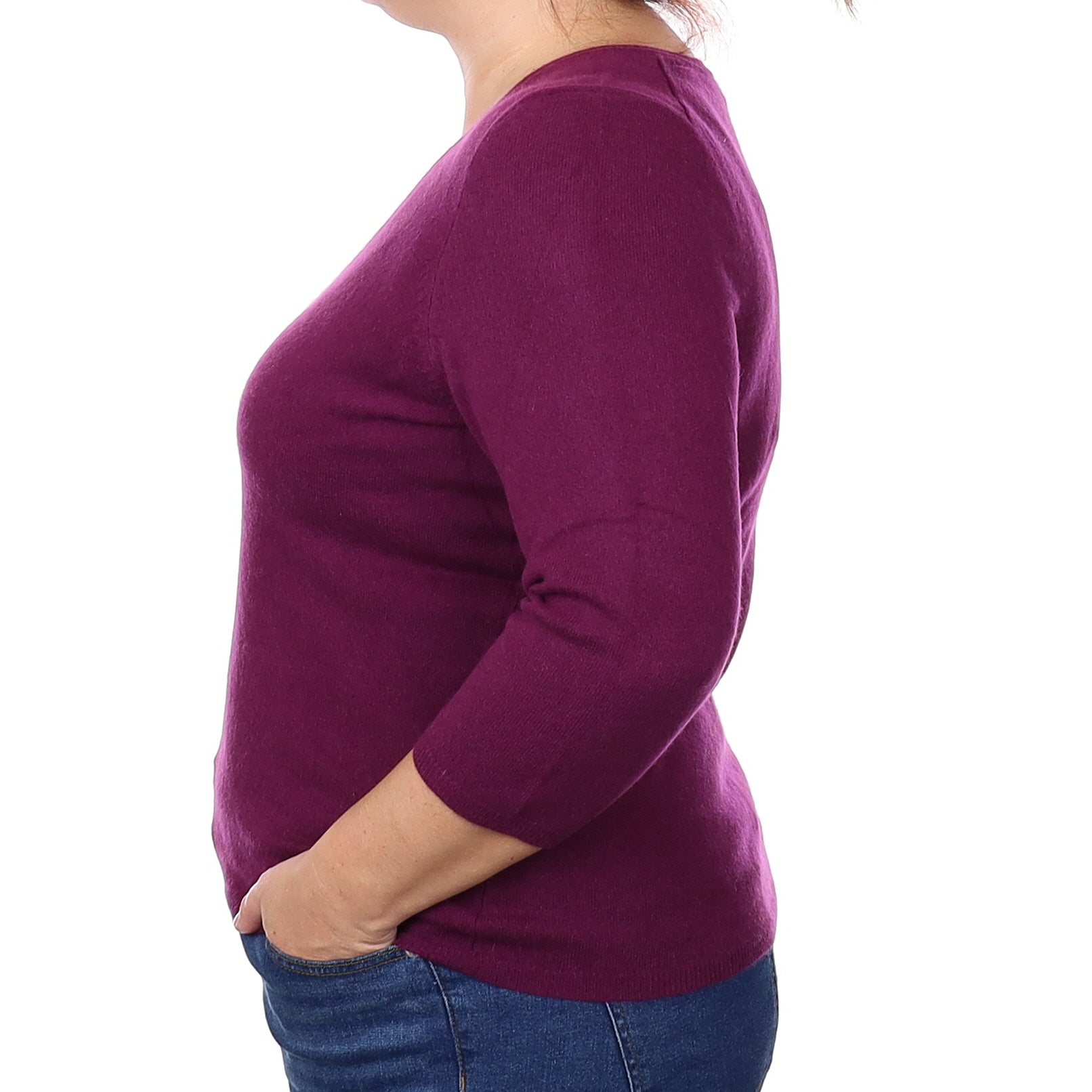 Fig Purple Cashmere V Neck Jumper Extra Large