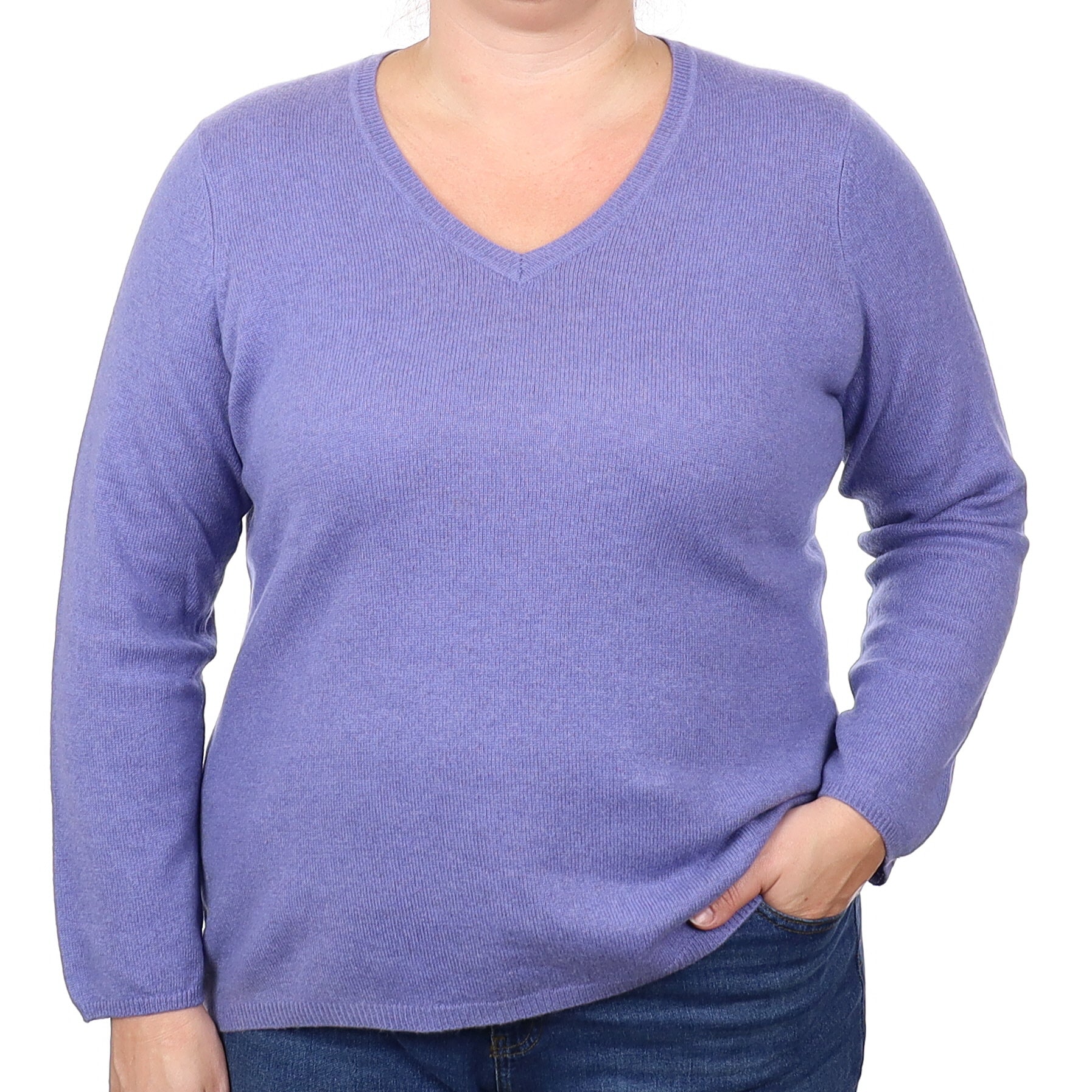 Periwinkle Blue Cashmere V Neck Jumper Extra Large