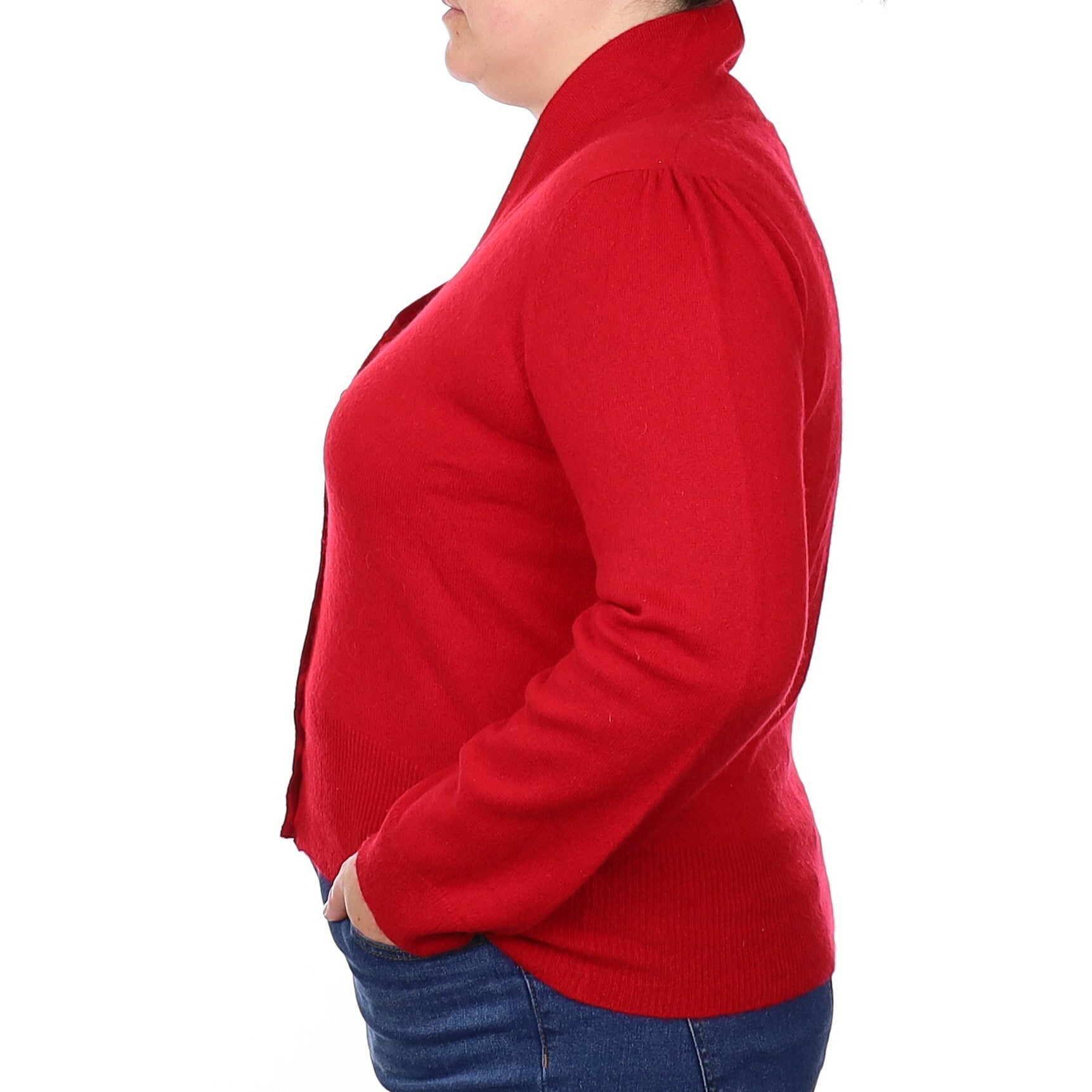 Post Box Red Cashmere Shawl Collar Cardigan Extra Large