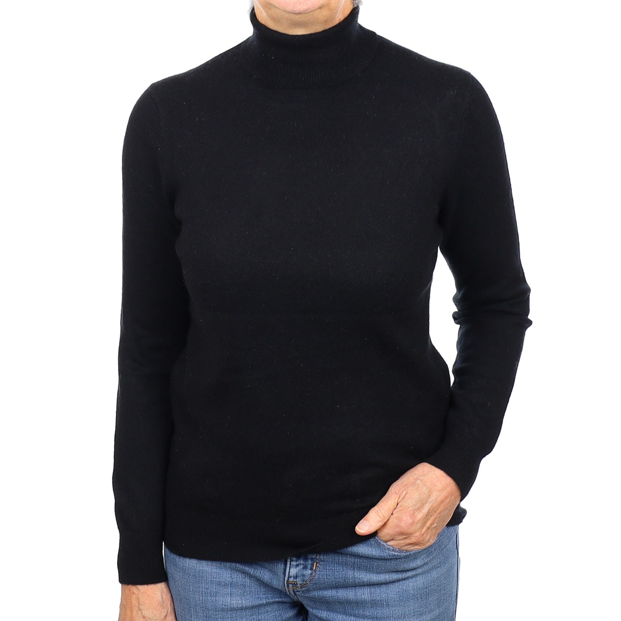 Black Cashmere Polo Jumper Medium