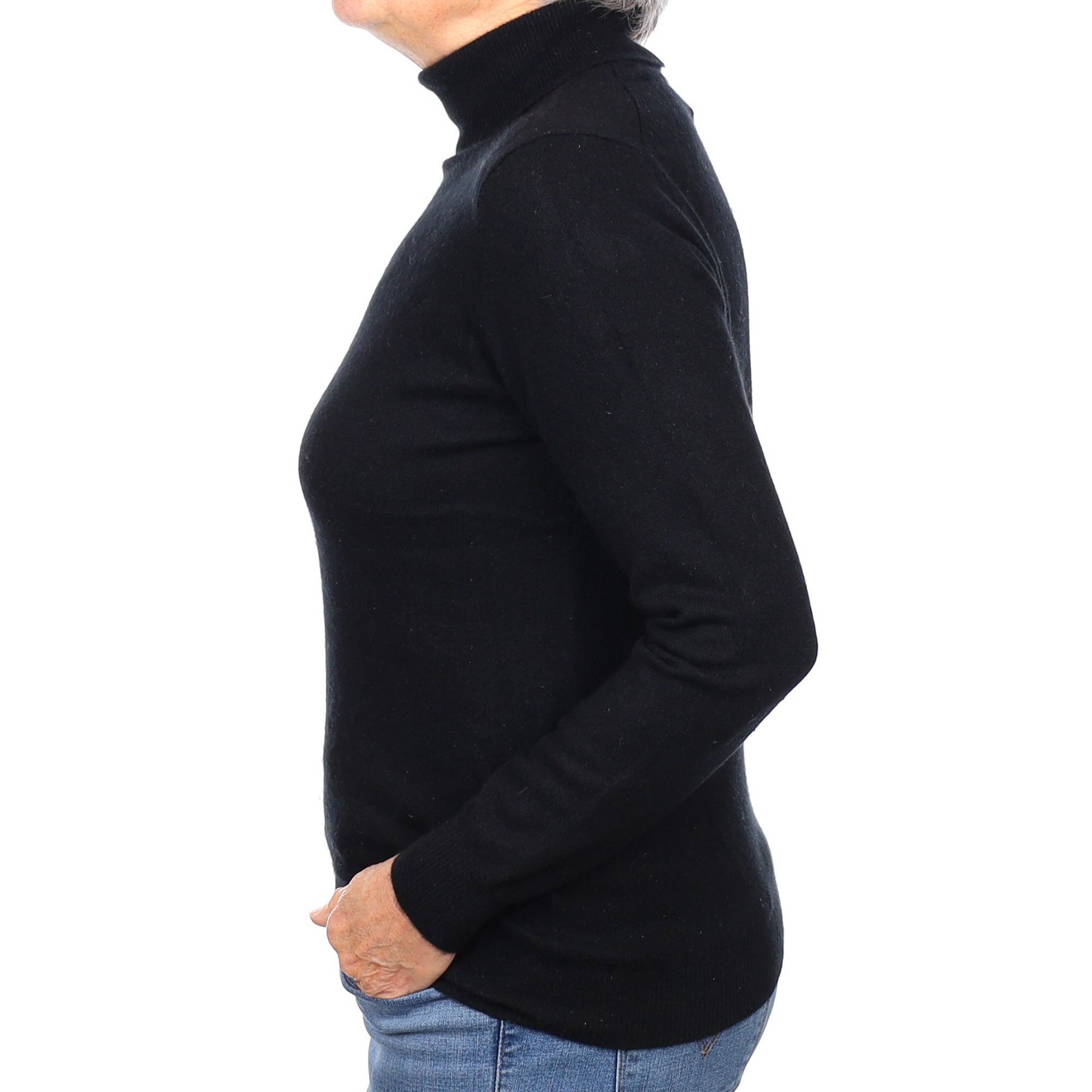 Black Cashmere Polo Jumper Medium