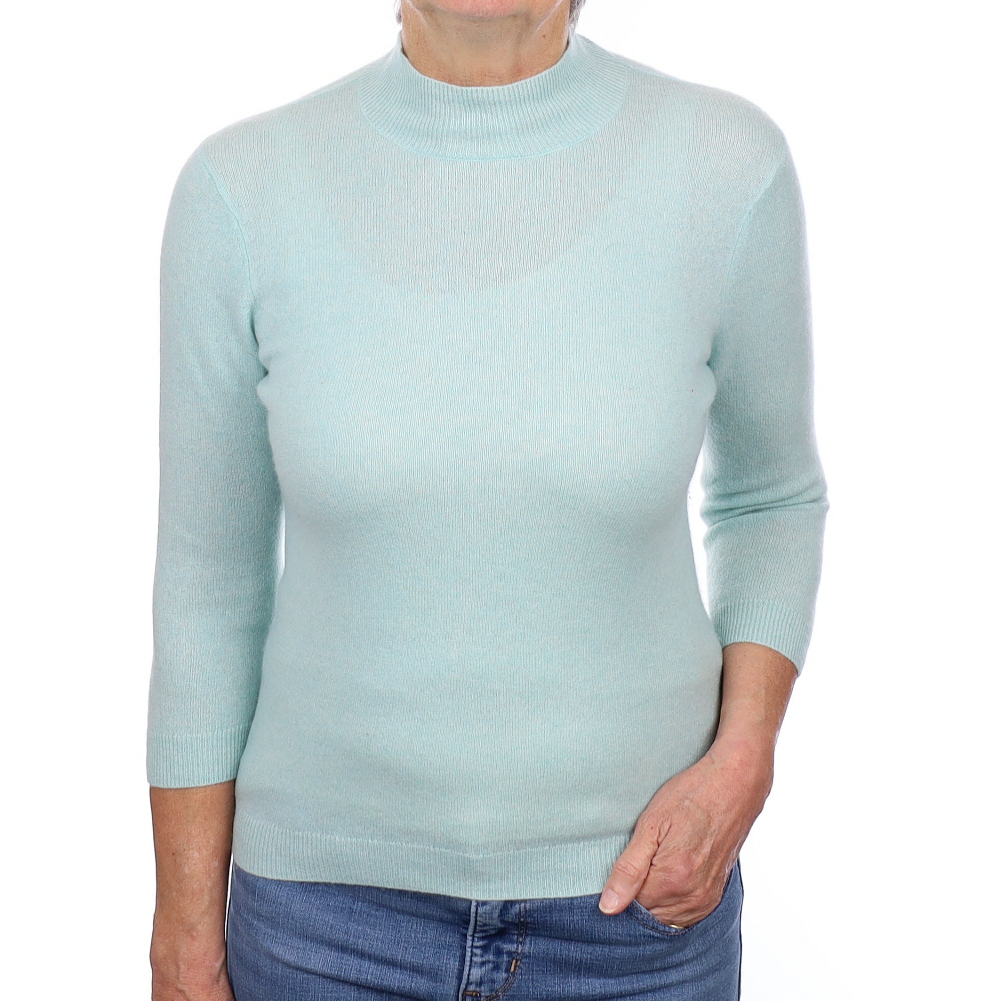 Mint Green Cashmere Turtleneck Jumper Medium