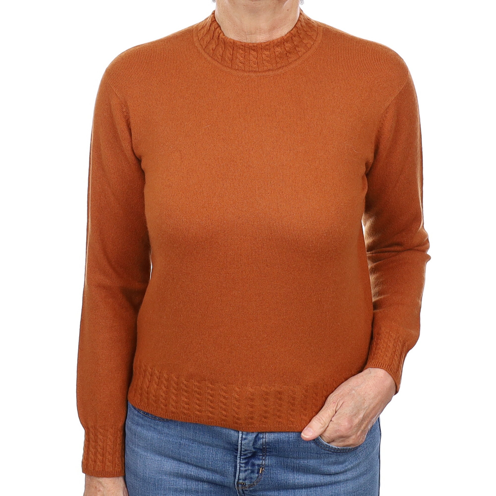 Cinnamon Brown Cashmere Turtleneck Jumper Medium