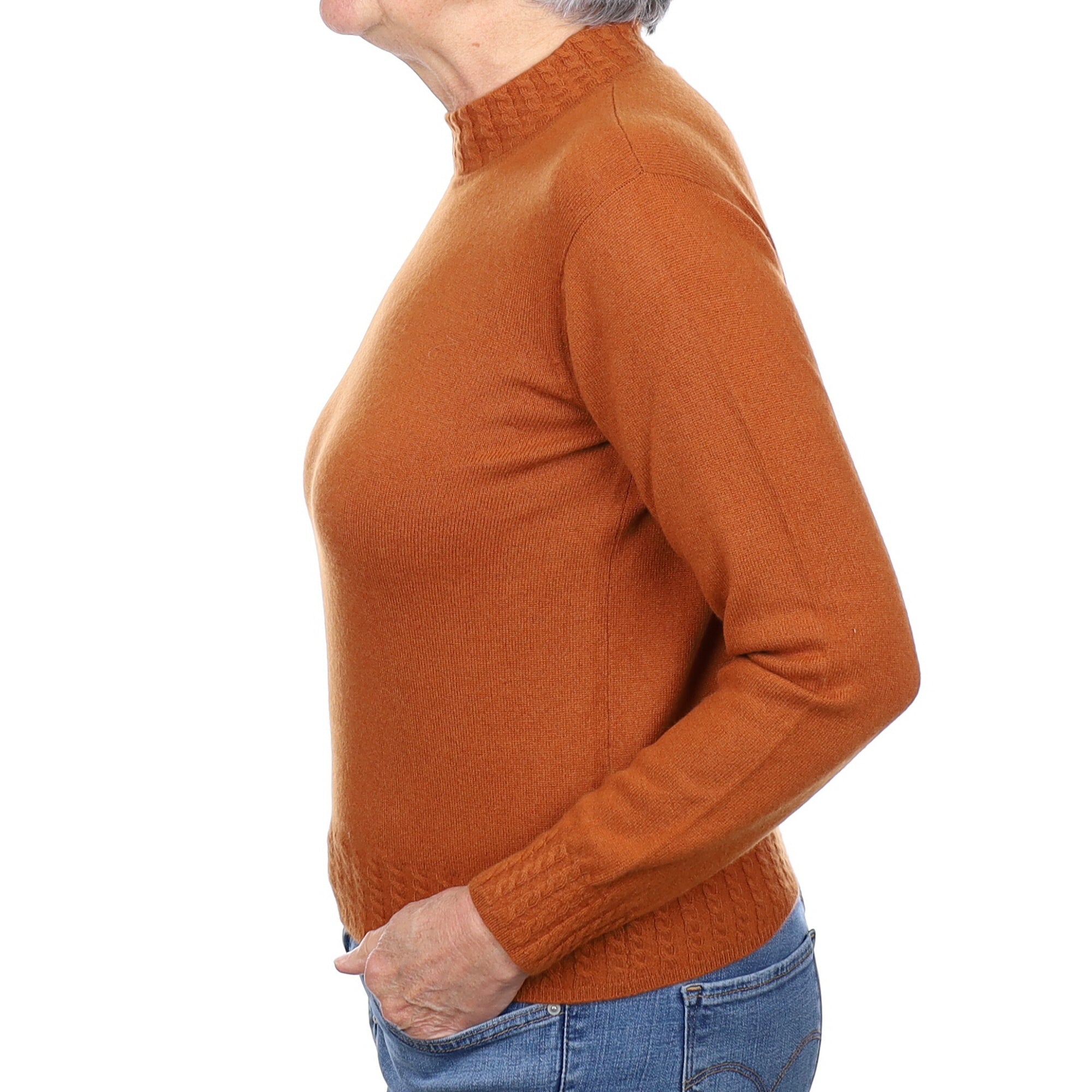 Cinnamon Brown Cashmere Turtleneck Jumper Medium