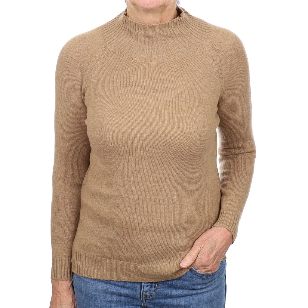 Toffee Brown Cashmere Turtleneck Jumper Medium