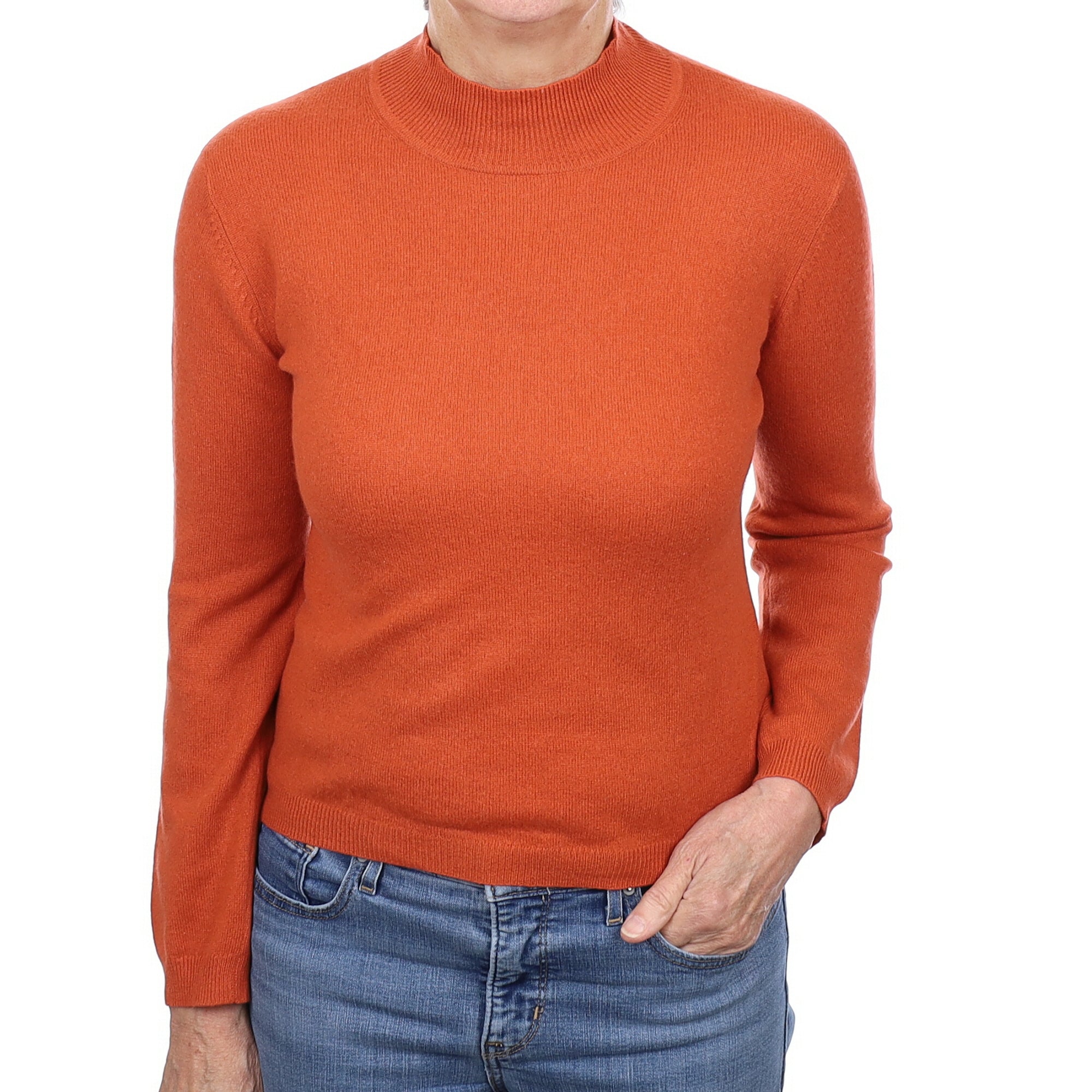 Burnt Orange Cashmere Turtleneck Jumper Medium