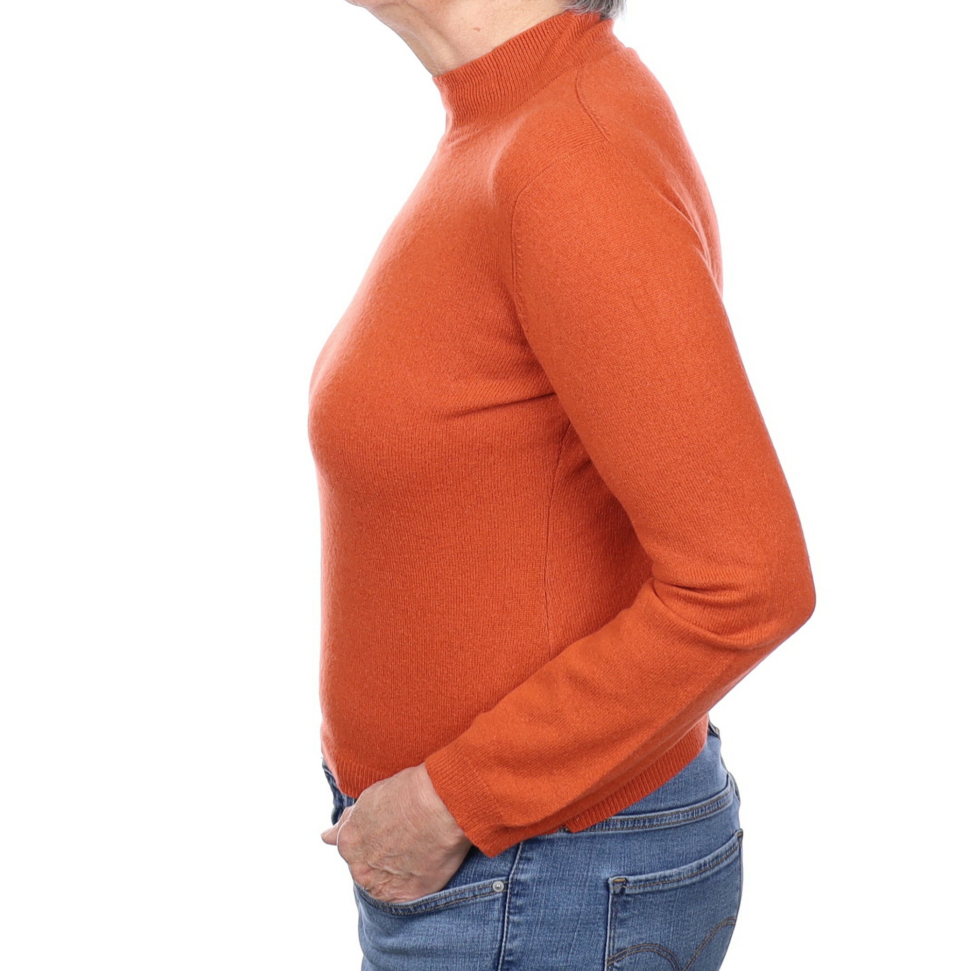 Burnt Orange Cashmere Turtleneck Jumper Medium