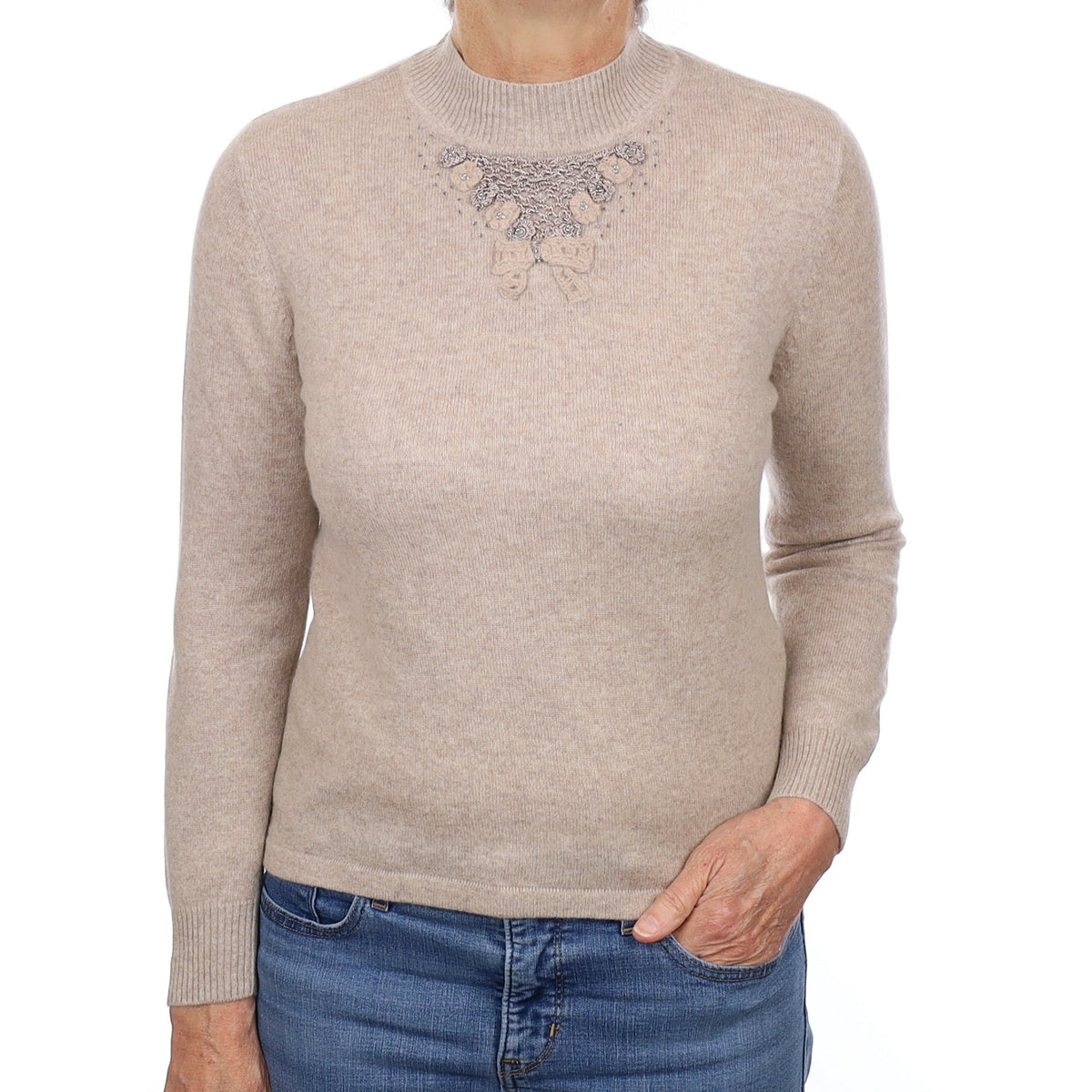 Fawn Embellished Cashmere Turtleneck Jumper Medium