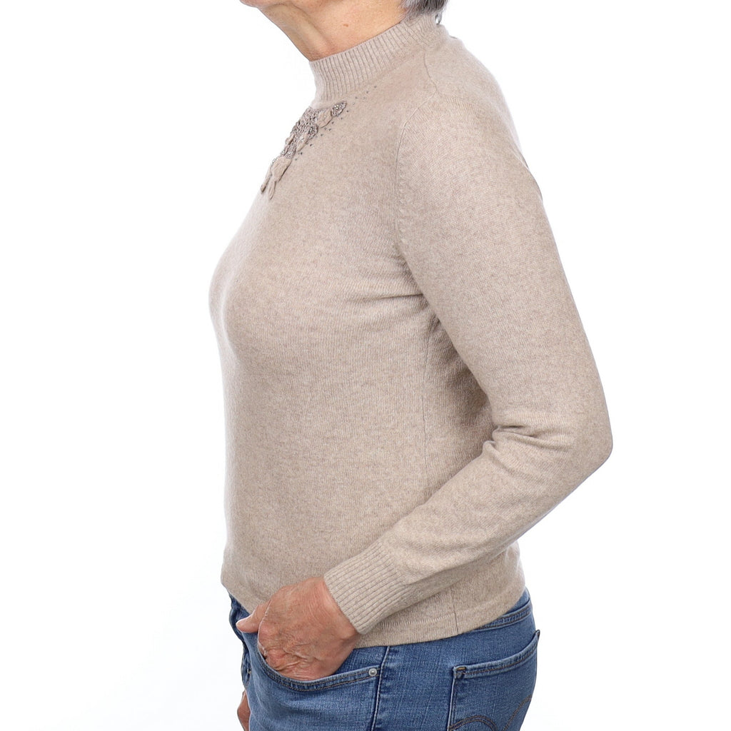 Fawn Embellished Cashmere Turtleneck Jumper Medium