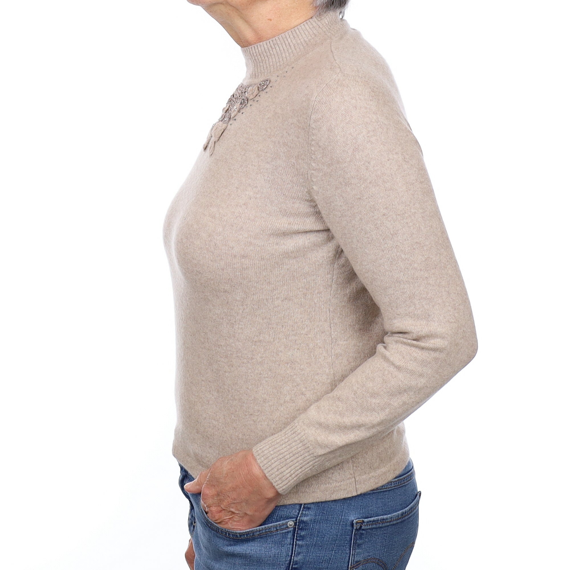 Fawn Embellished Cashmere Turtleneck Jumper Medium