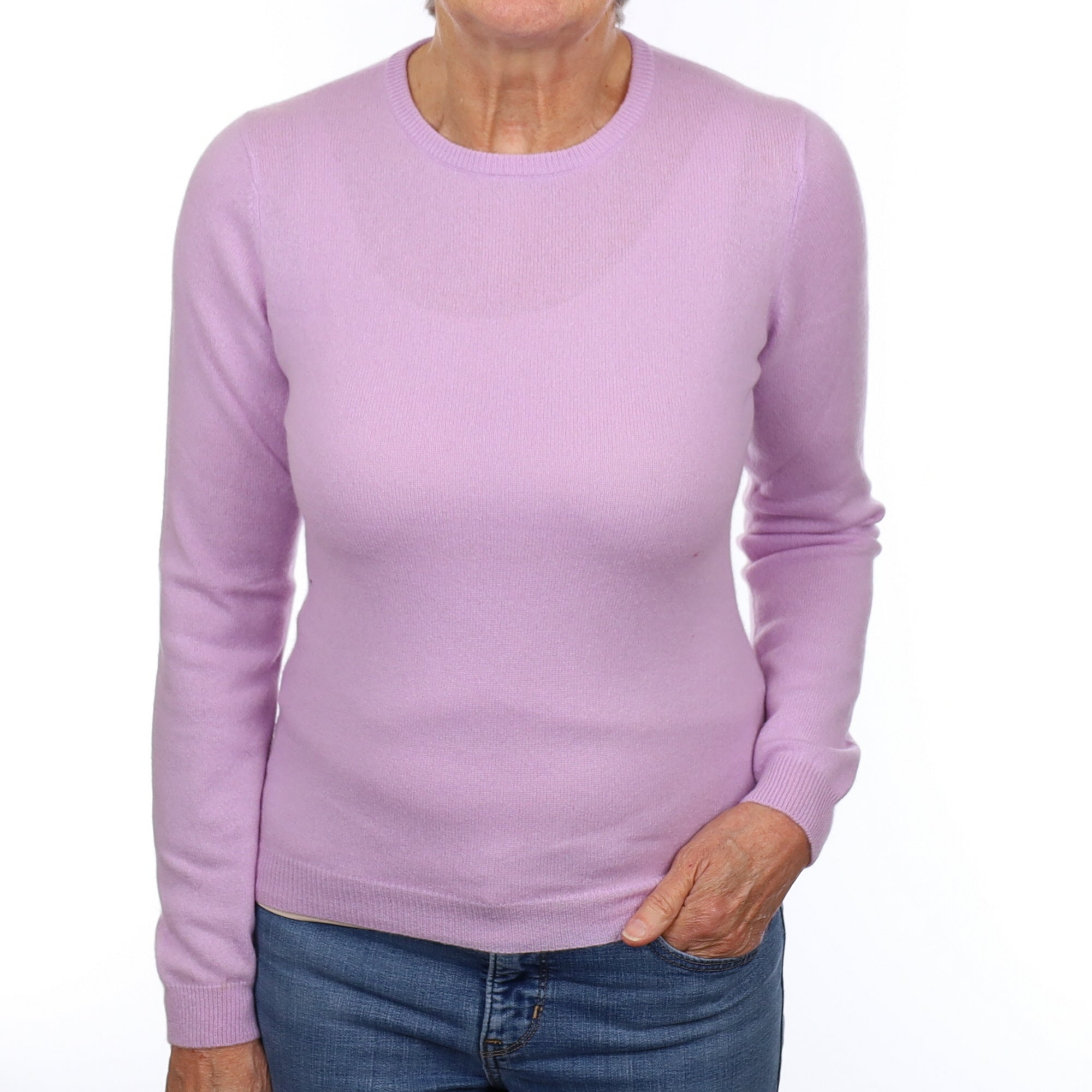 Lilac Purple Cashmere Crew Neck Jumper Medium