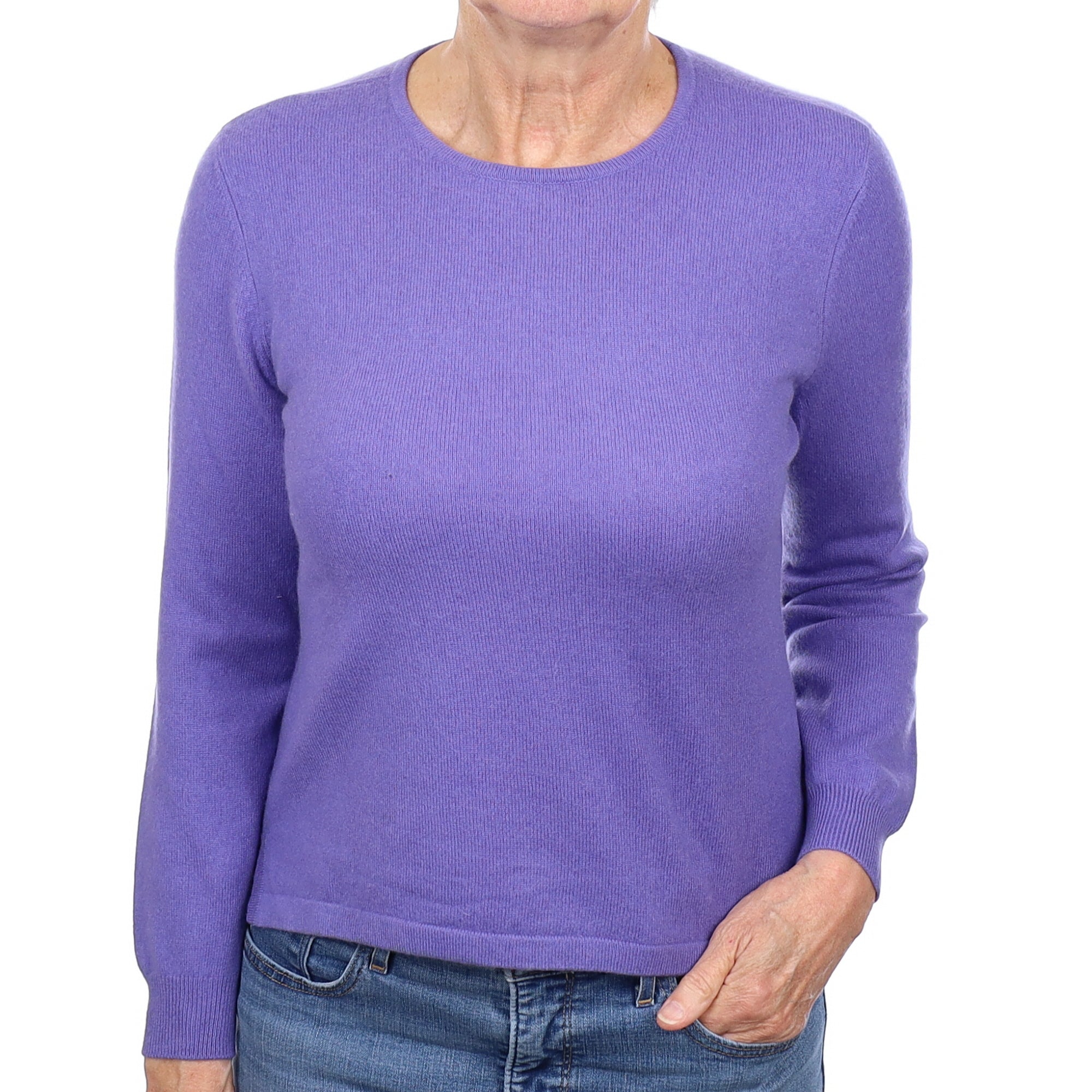 Lavender Purple Cashmere Crew Neck Jumper Medium
