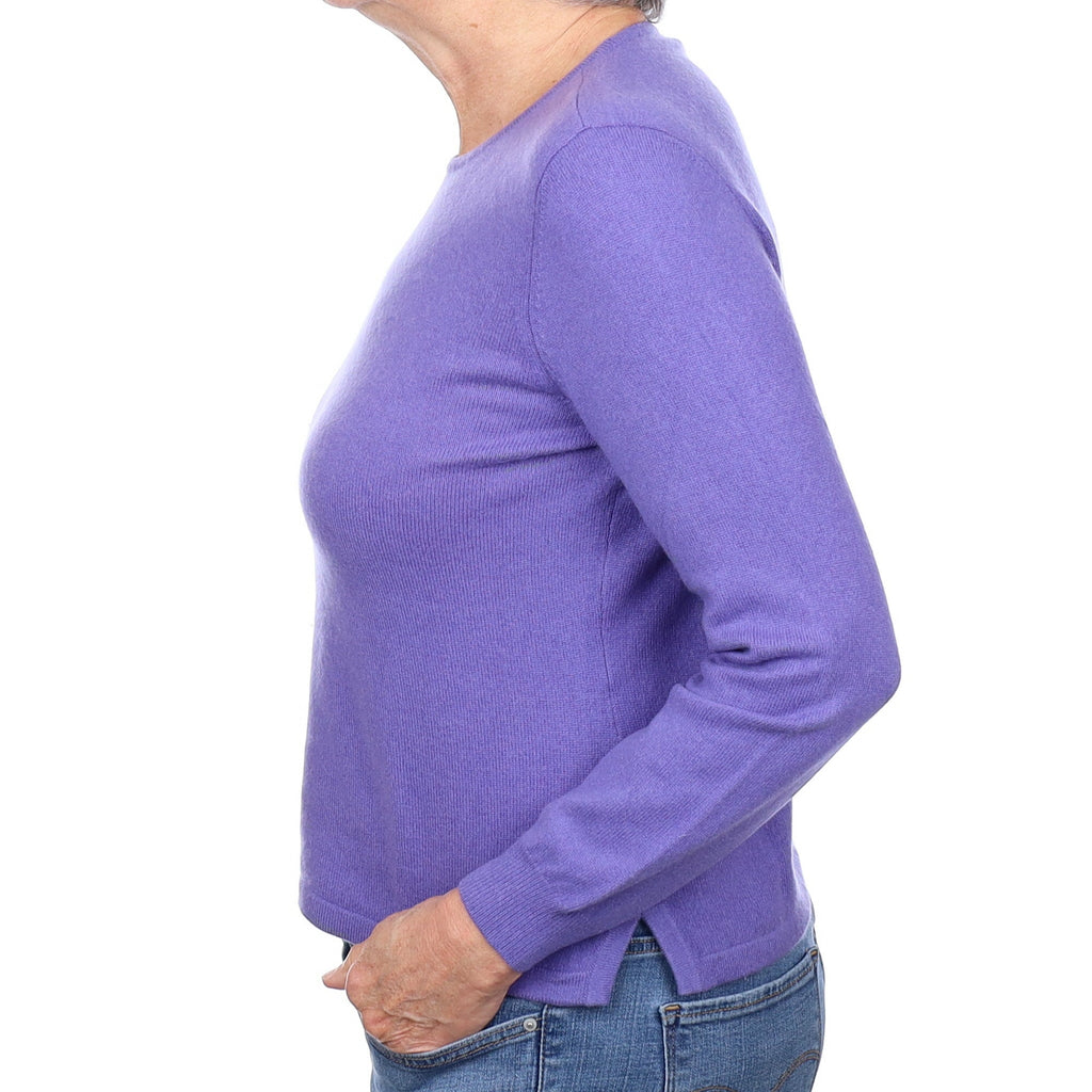 Lavender Purple Cashmere Crew Neck Jumper Medium