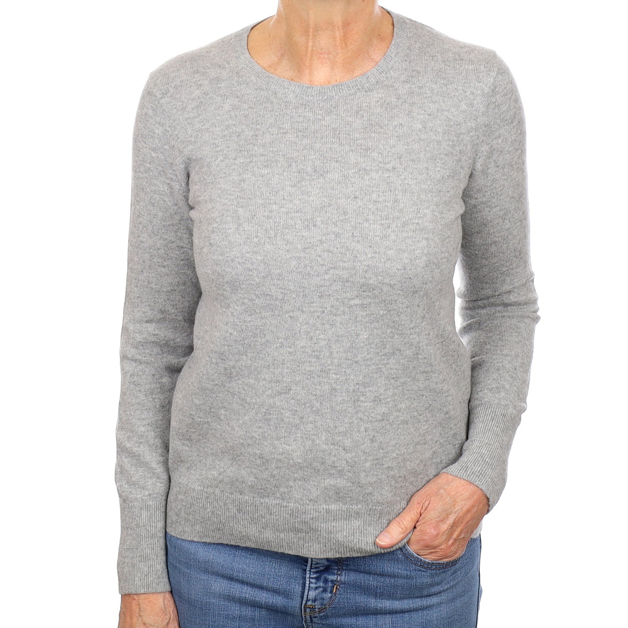 Smoke Grey Cashmere Crew Neck Jumper Medium