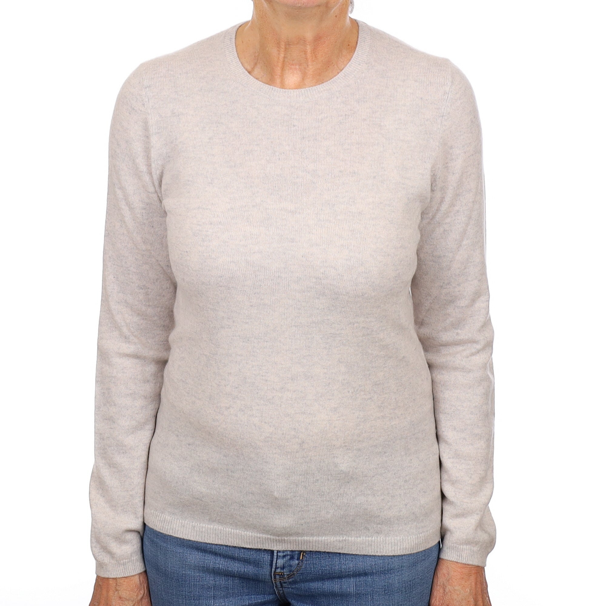 Frost Grey Marl Cashmere Crew Neck Jumper Medium